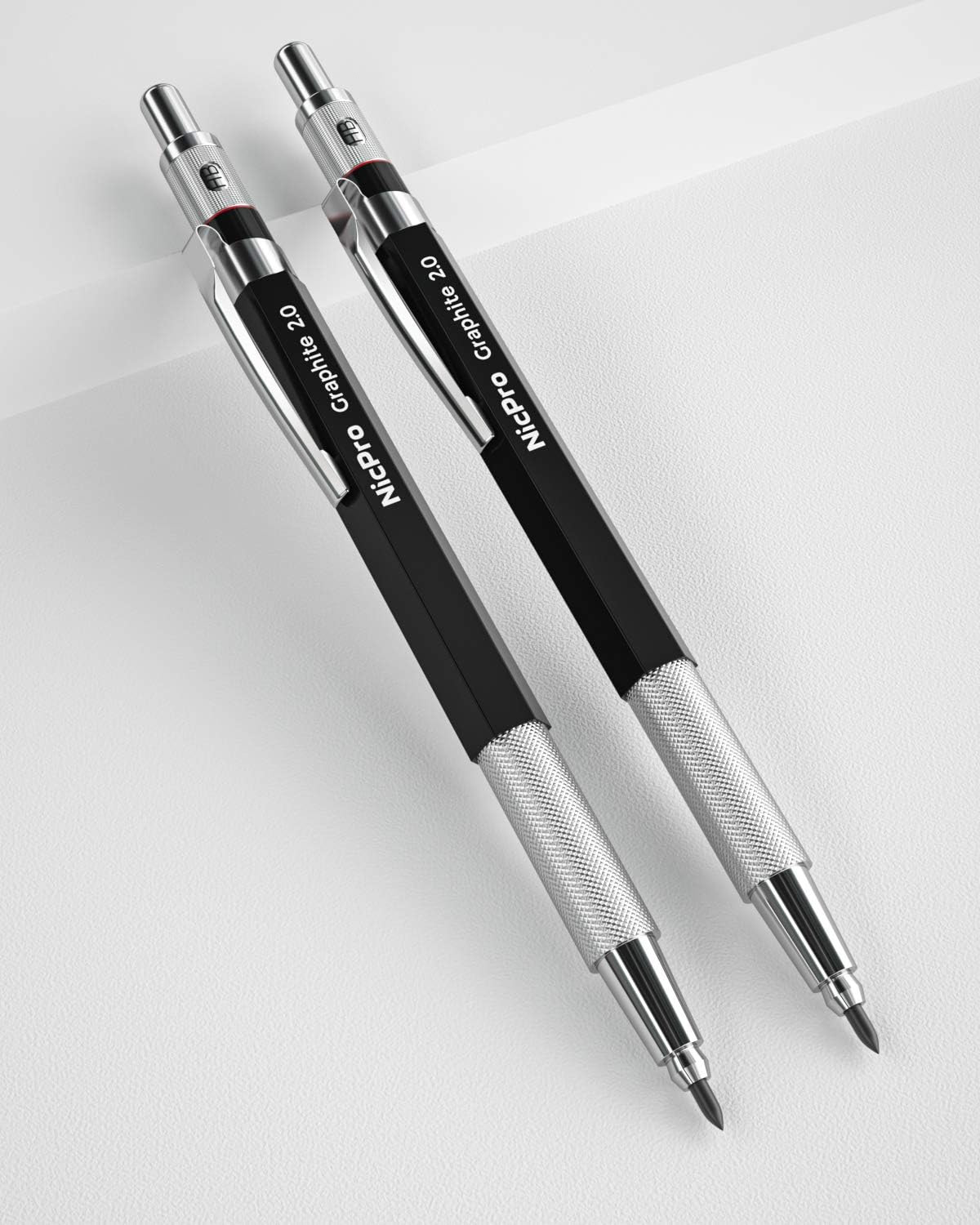 2Mm Metal Mechanical Pencil Set, 2PCS Lead Holder 2.0 Mm Marker Artist Carpenter