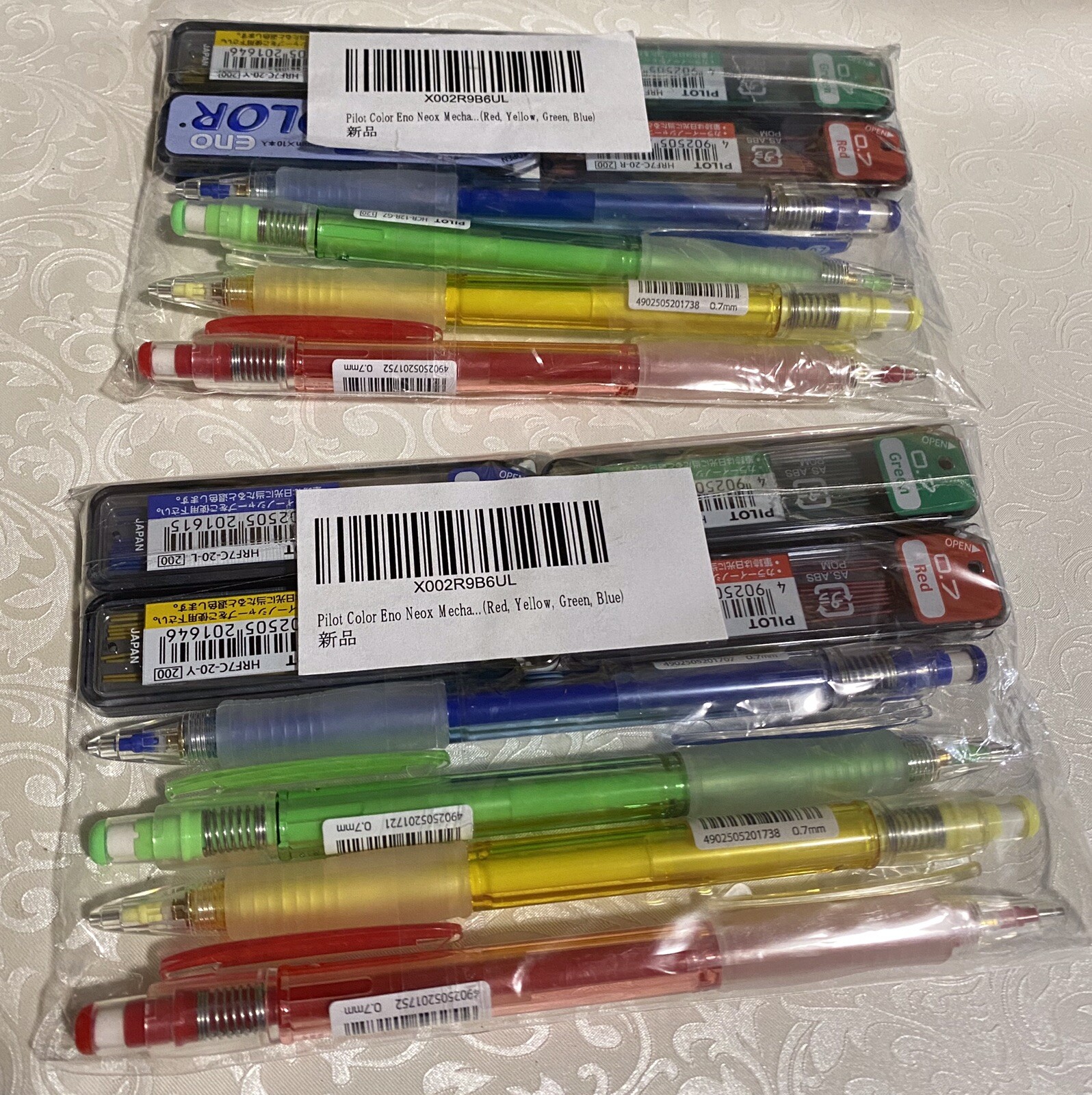 Pilot Color Eno Neox 8pcs Mechanical Pencils & Led Green Blue Red Yellow 0.7 New