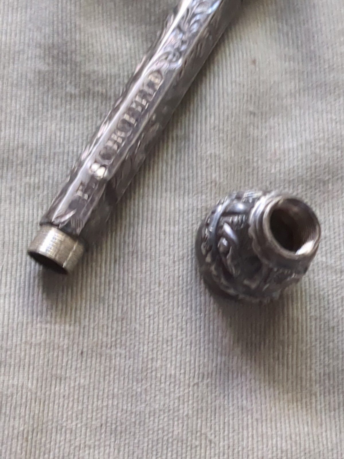 19th Century F. Schofield Sterling Silver Propelling Pencil W/ Black Opal Stone