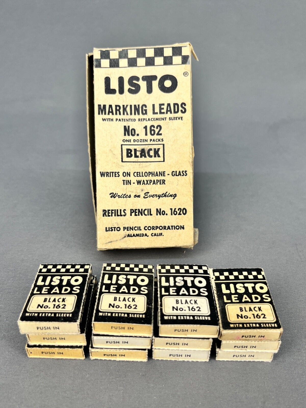 Vintage Listo Marking Leads Black No. 162 Box of 12 (3E)
