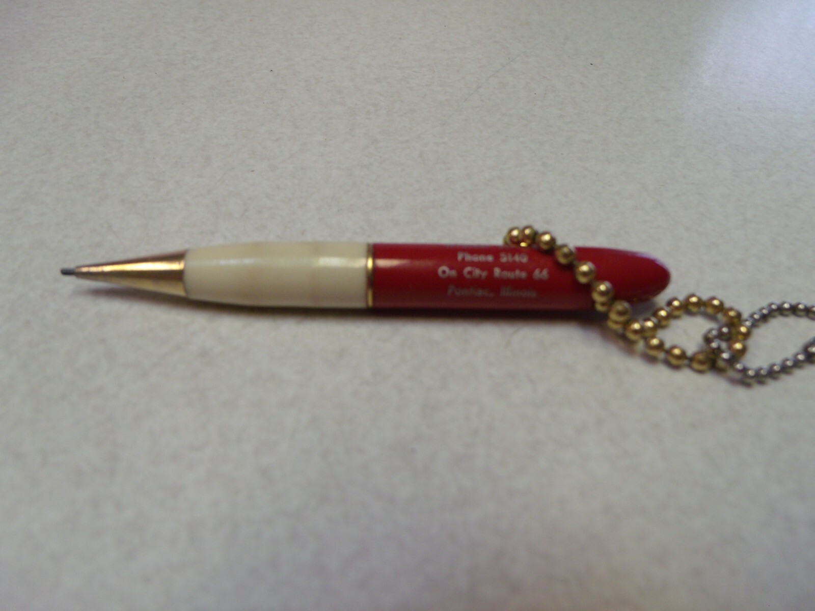 VINTAGE SMALL RED WHITE TRUCK SERVICE PHONE 5140 MECHANICAL PENCIL