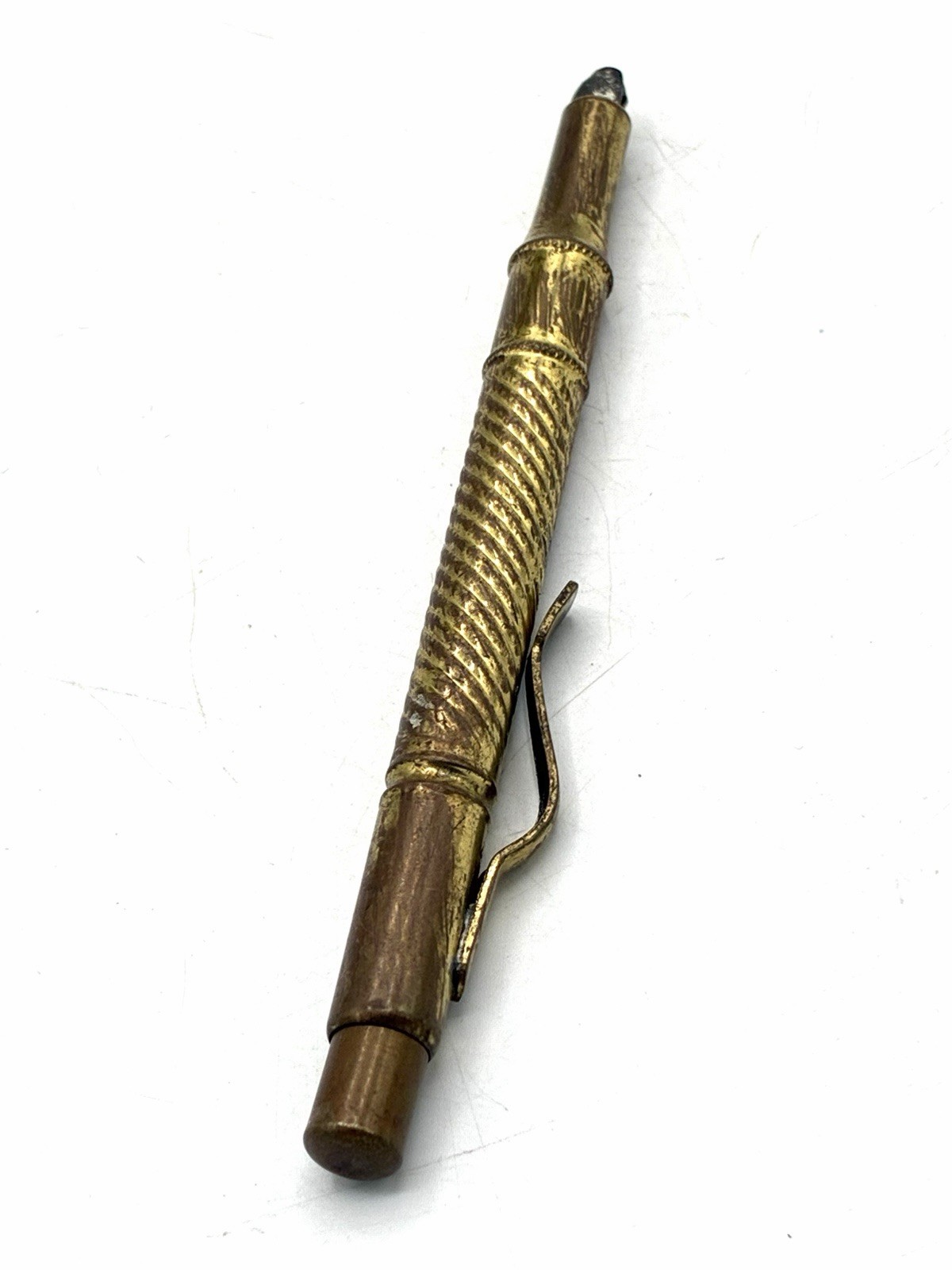 Antique Brass Mechanical Pencil Rope Twist Barrel Split Nib Tip