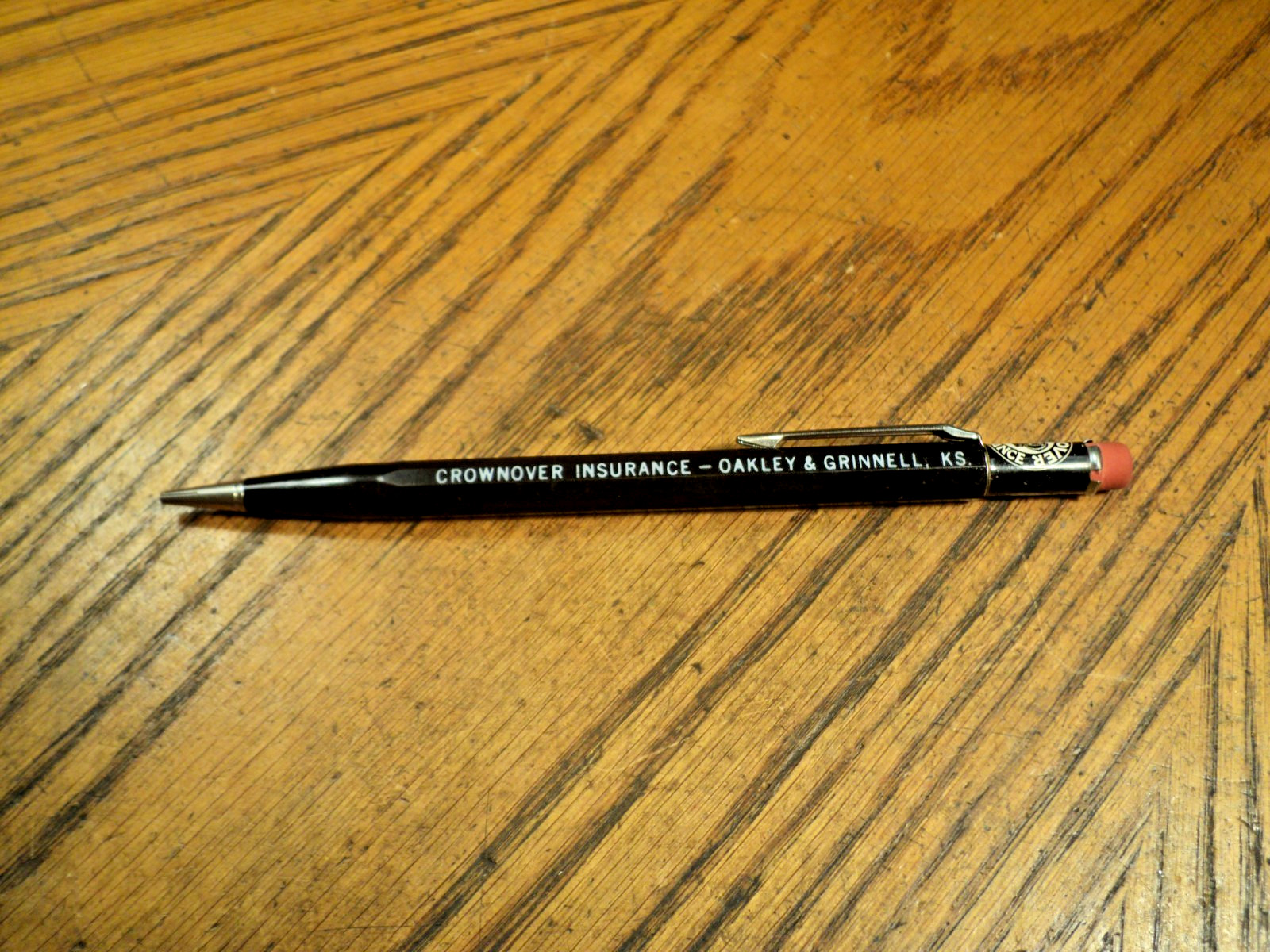 Vintage Autopoint Mechanical Pencil Crownover Insurance Oakley & Grinnell KS