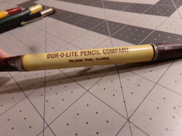 4 Vintage Durolite Advertising Mechanical Pencils. Dur-O-Lite, P &G, Dale Carnig