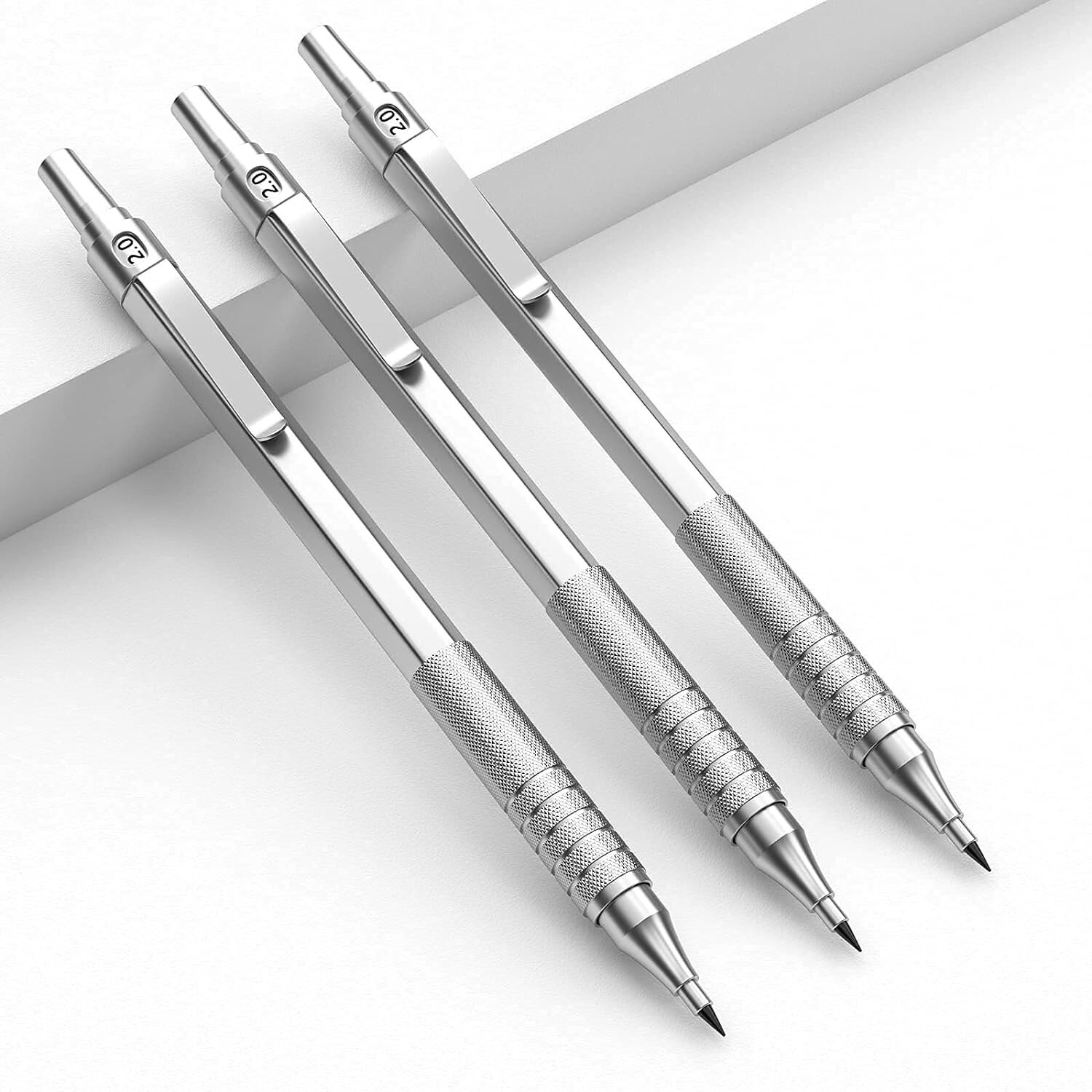 Durable Metal Mechanical Pencil Set for Artists with 10 Refill Leads & Case