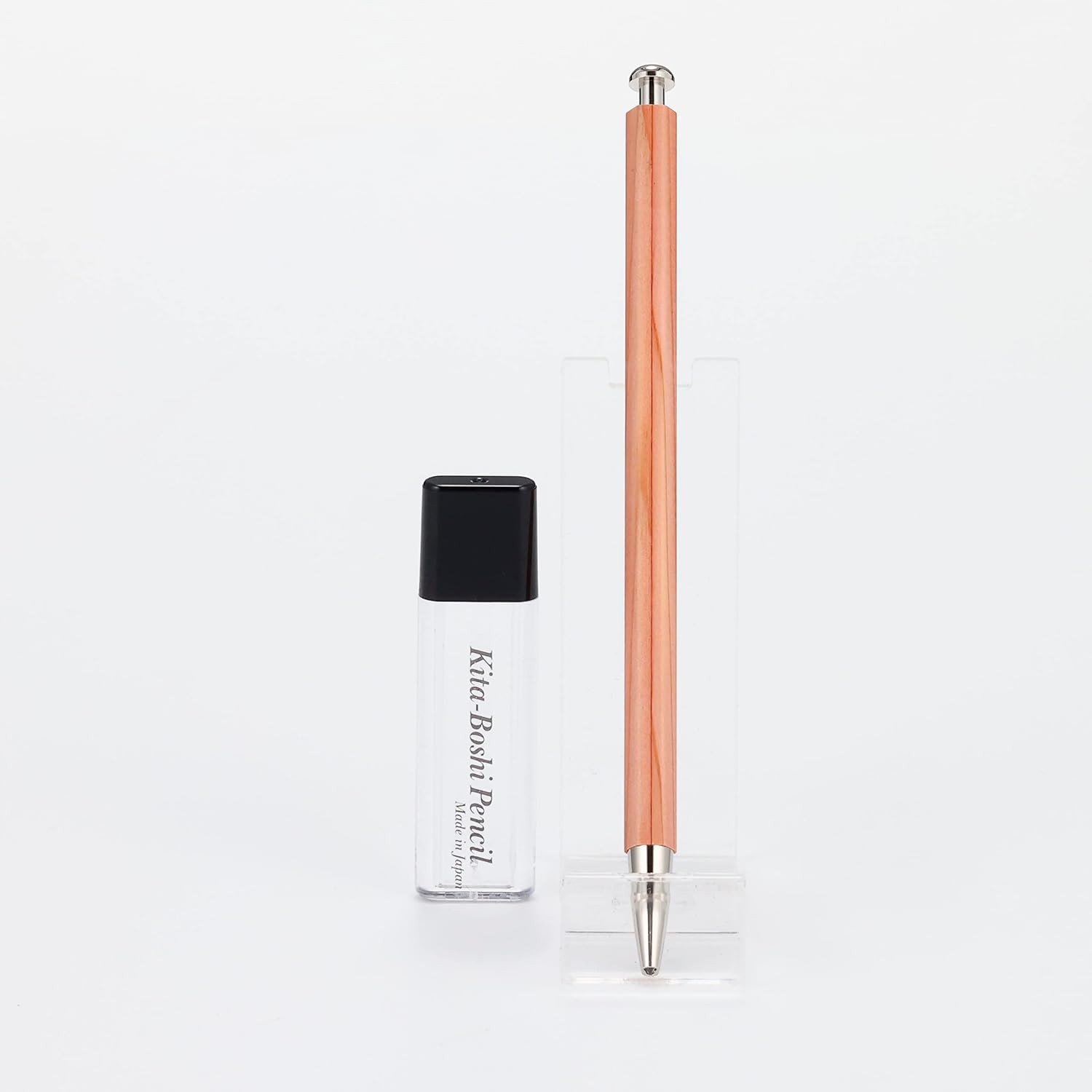 2.0mm Mechanical Pencil, Wooden Barrel, With Lead Sharpener, #1 B, Black Lead, 1