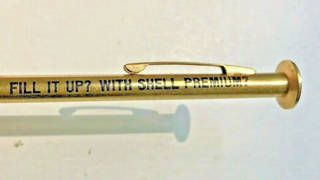 Novelty working nail shaped brass mechanical pencil SHELL premium gasoline