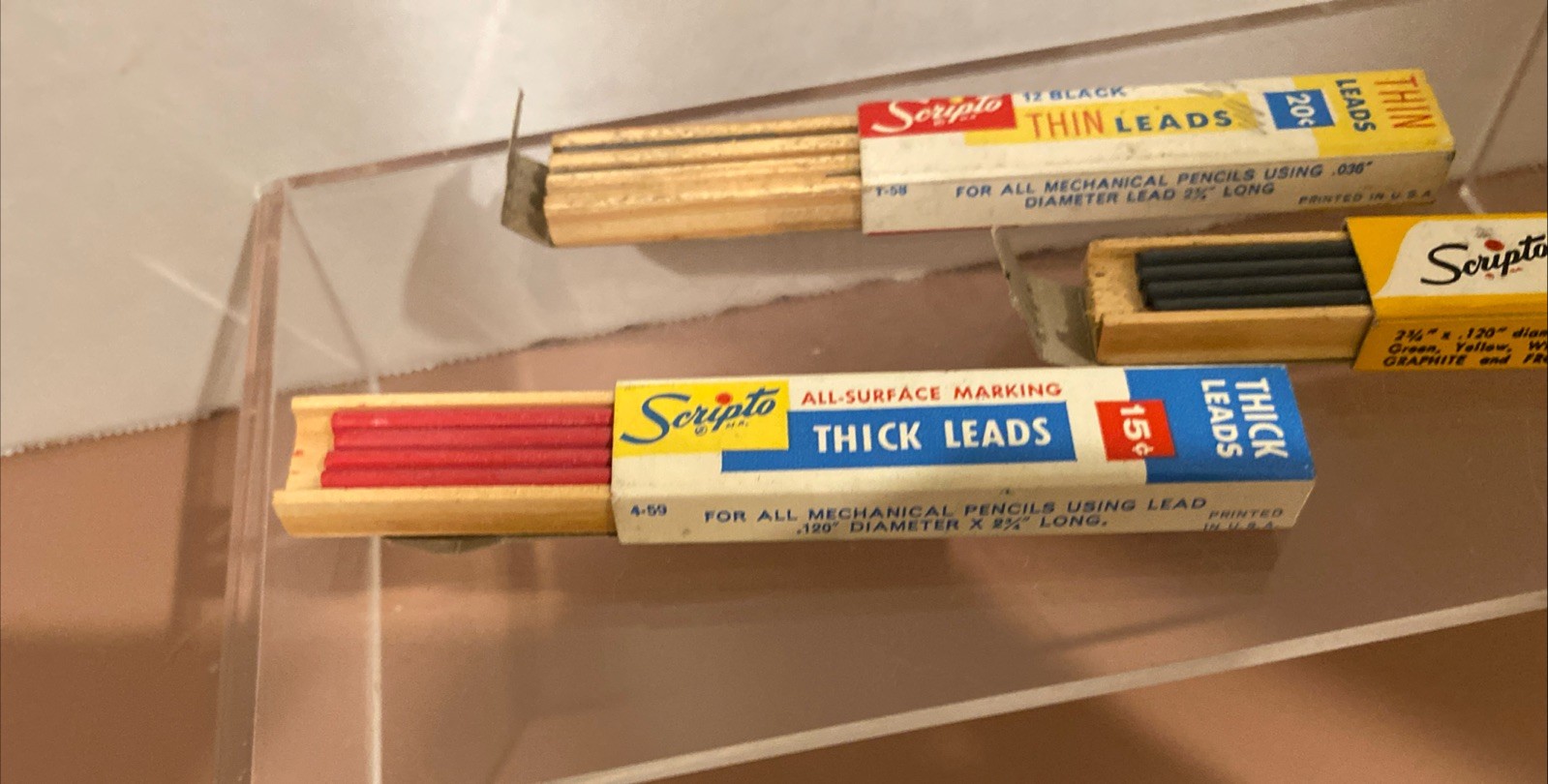 SCRIPTO Mechanical Pencil Thick Leads & Thin Leads Red & Black Refills Vintage