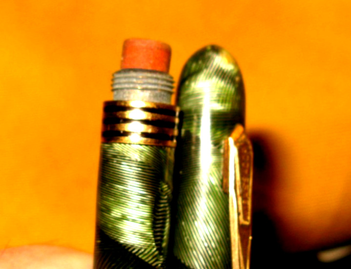 VINTAGE 5″ LONG GREEN/BLACK MARBLE AMBASSADOR MECHANICAL PENCIL