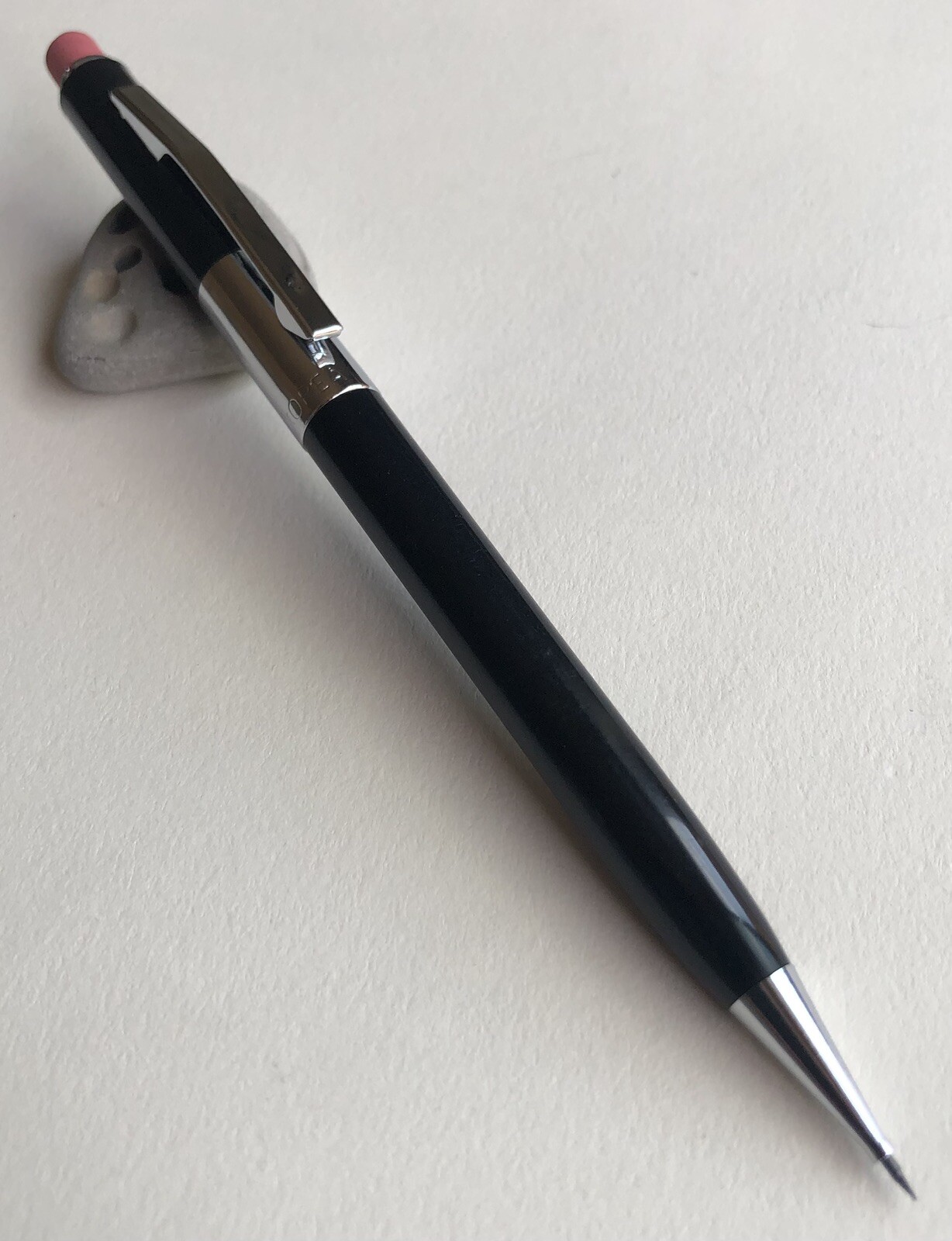 Vintage SCRIPTO Mechanical Pencil NOS .9mm Chrome Trim Black Barrel