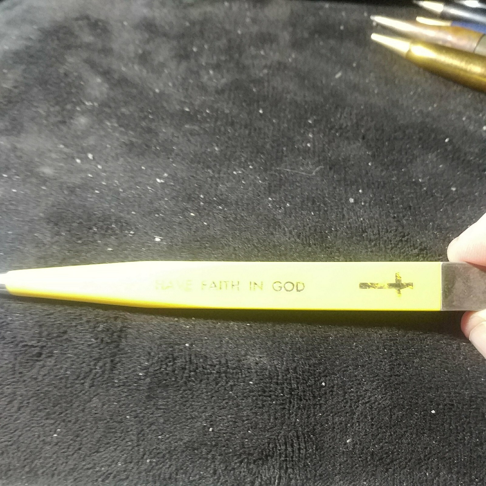 Vintage Slencil Flat Mechanical Pencil-HAVE FAITH IN GOD with cross