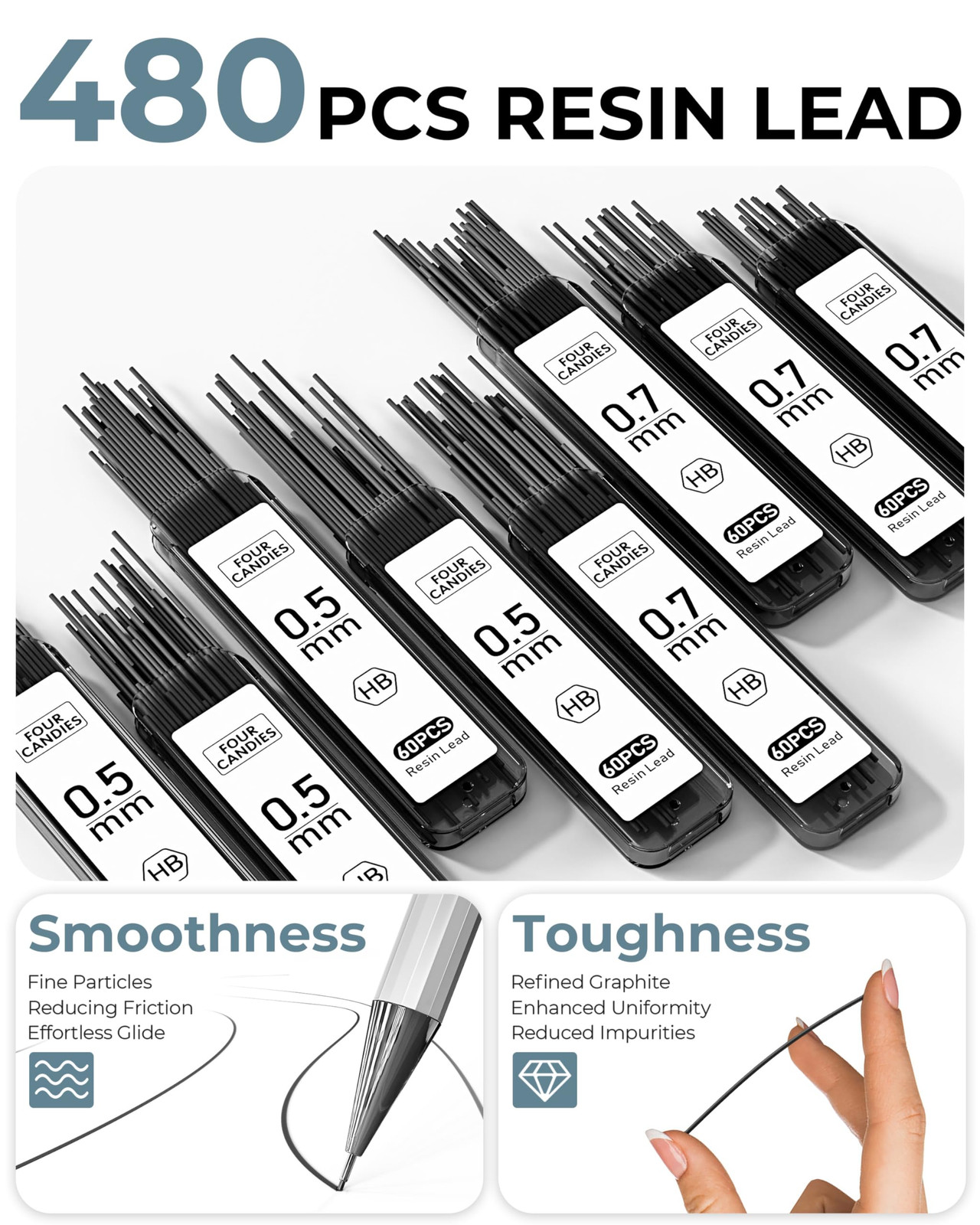 8PCS Metal Mechanical Pencils – 0.5 & 0.7mm with 8 Tubes HB #2 Lead Refills, …