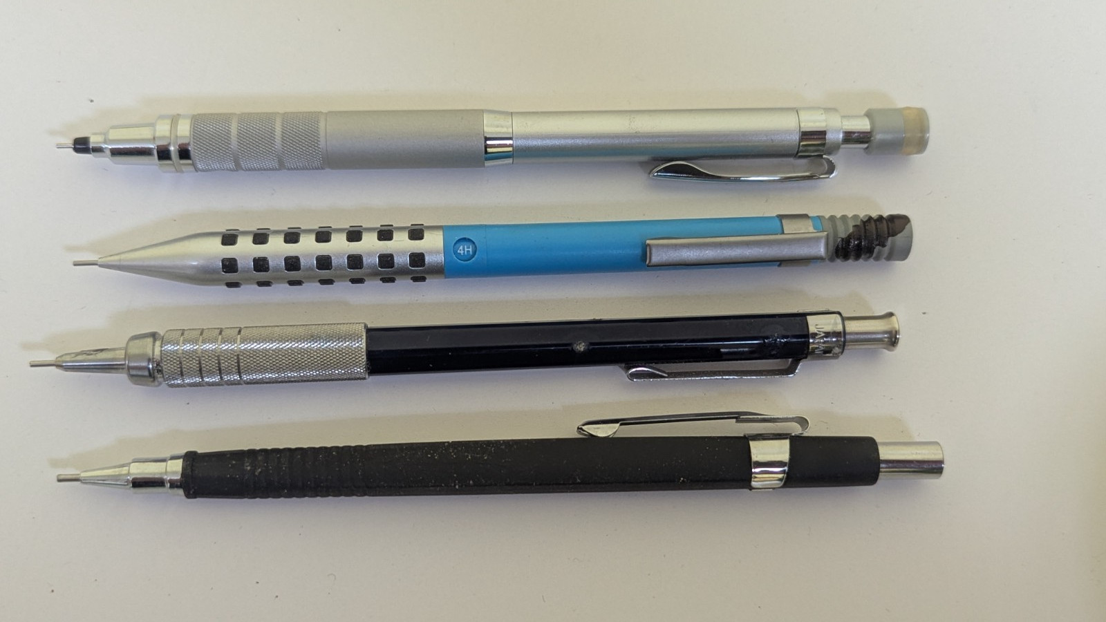 Set of 4 Drafting Pencils Pentel Q1005, Kuru Toga, Mr. Pen, Graphgear 500