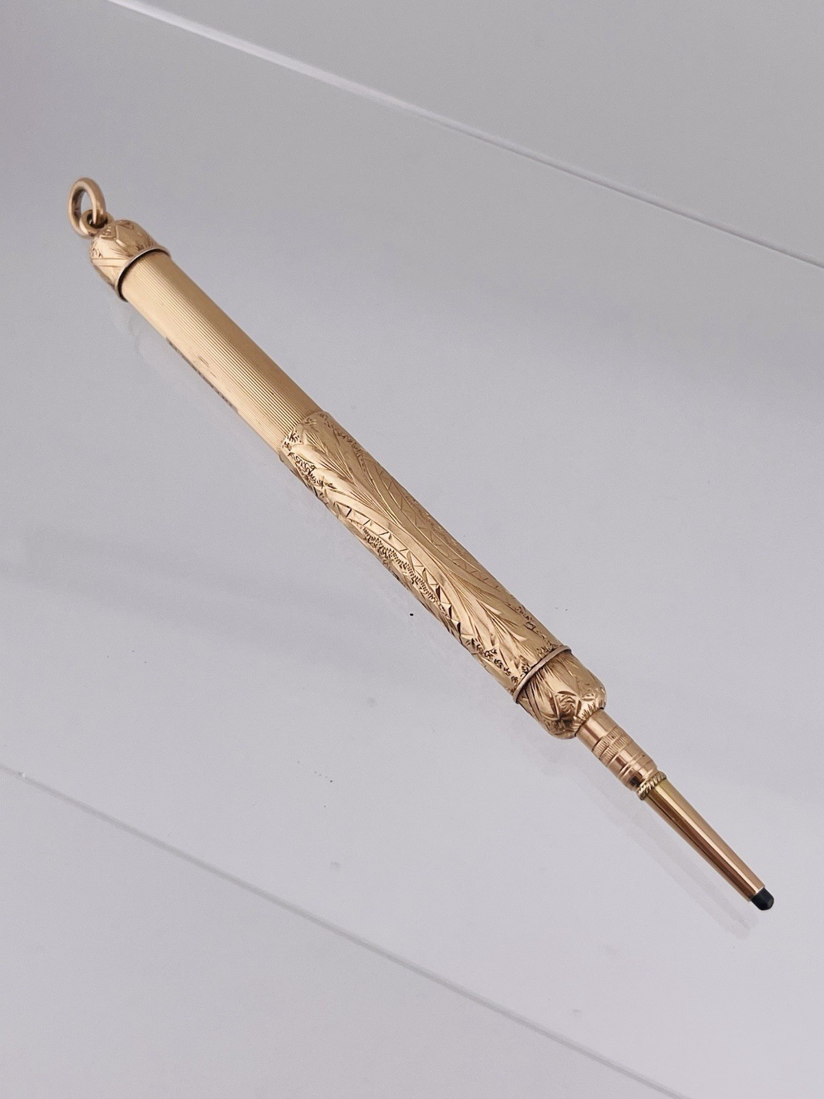 Vintage Tiffany & Co. Engraved Retractable Pencil Pendant, 14k Rose Gold. 18.6g