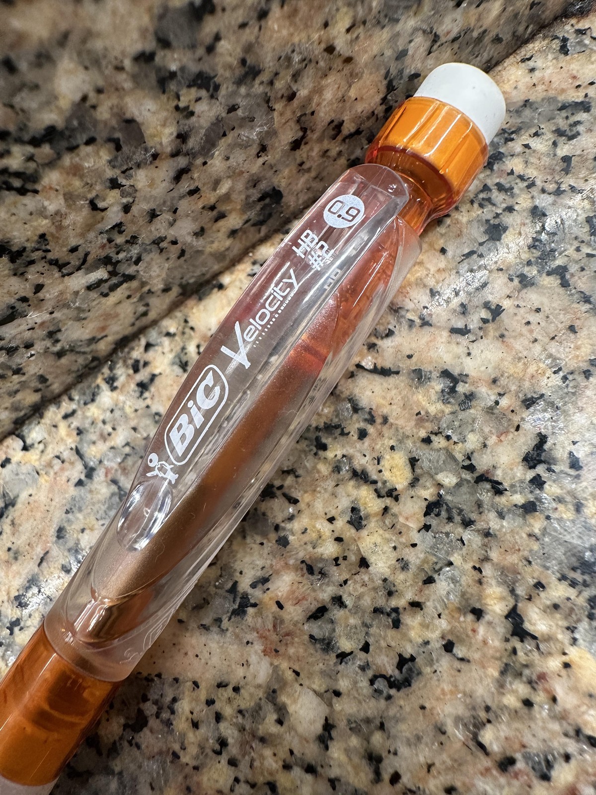 BIC Velocity HB #2 0.9 Mm Mechanical Pencil Orange Barrel White Eraser Grip