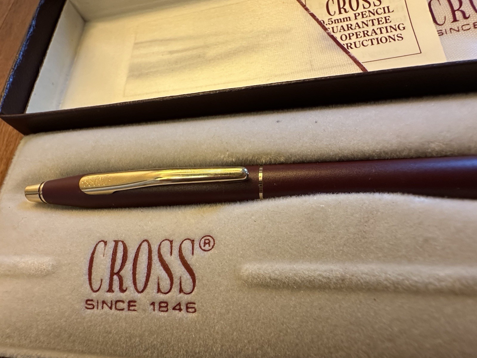 Cross Ladies Century 0.5mm Pencil Burgundy W/ Gold Design Made In USA New In Box