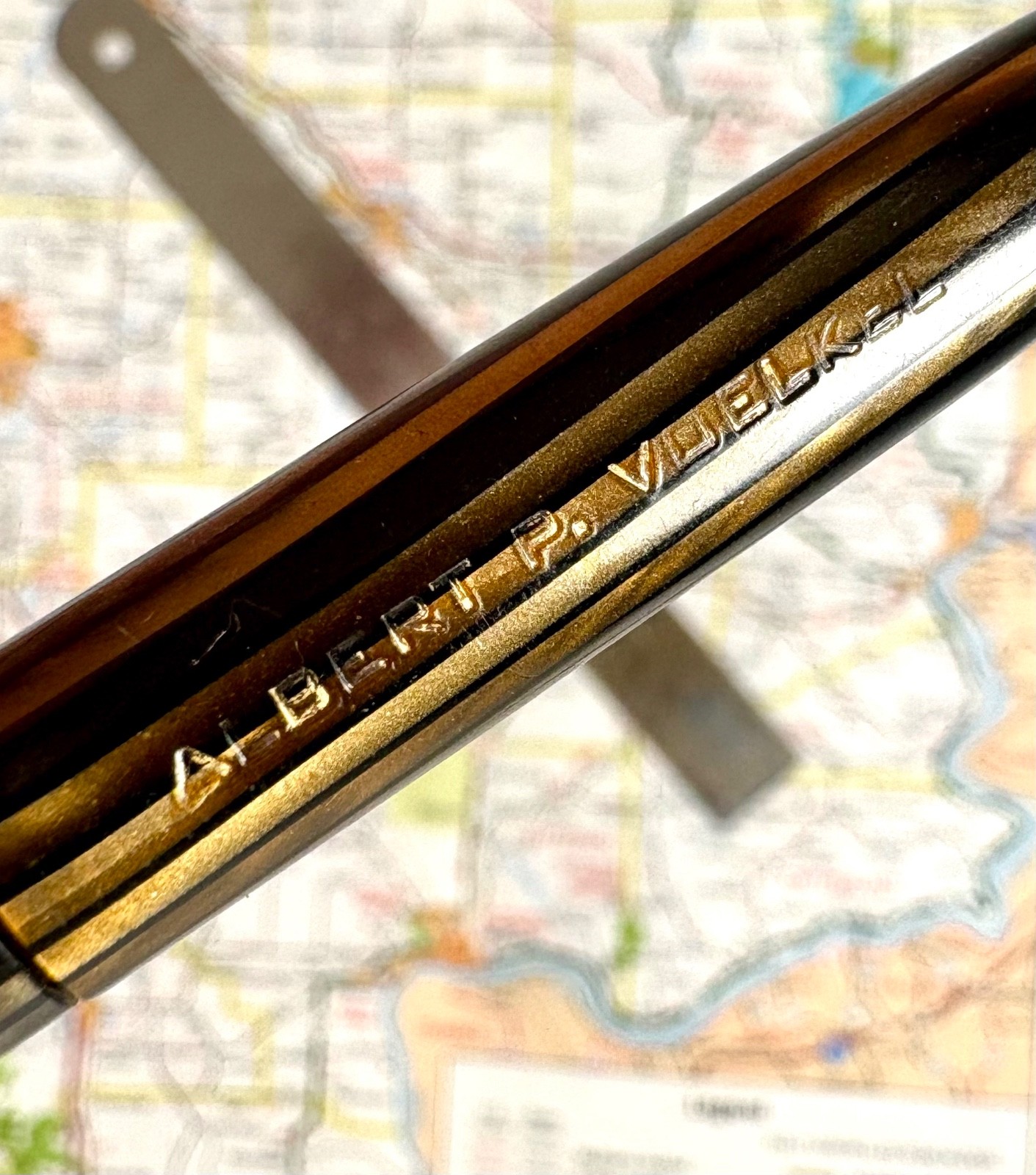 Vintage Sheaffer Balance “Military Clip” 1940s Brown-Striped Celluloid Pencil