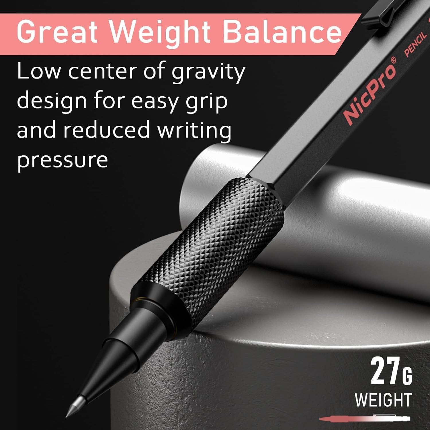 Nicpro Metal Mechanical Pencil Set, 3PCS Art Drafting Pencil 0.5, 0.7, 0.9MM & 2