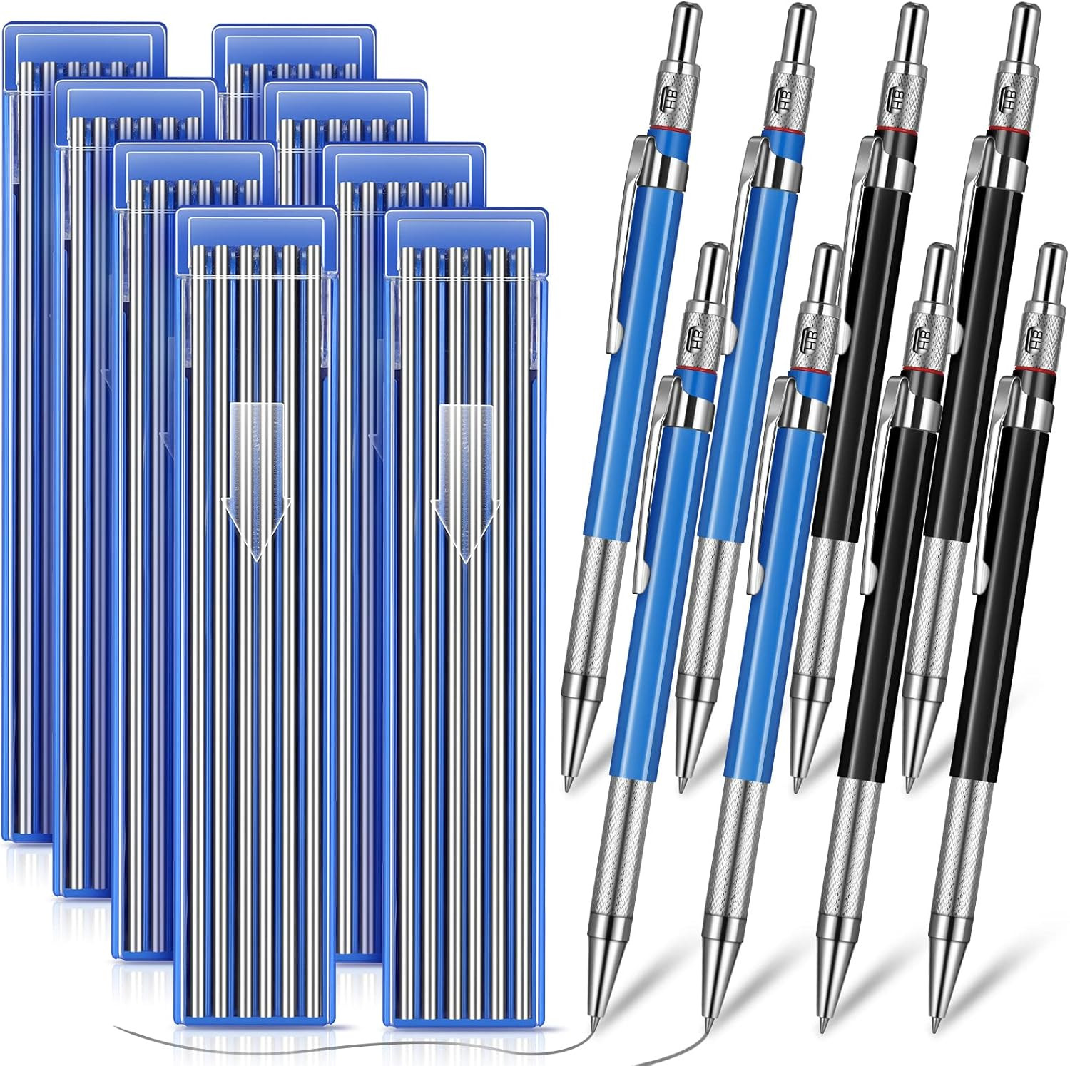 8 Pcs Welders Pencil with 96 Pcs 2 Mm Silver round Refills Construction Mechanic
