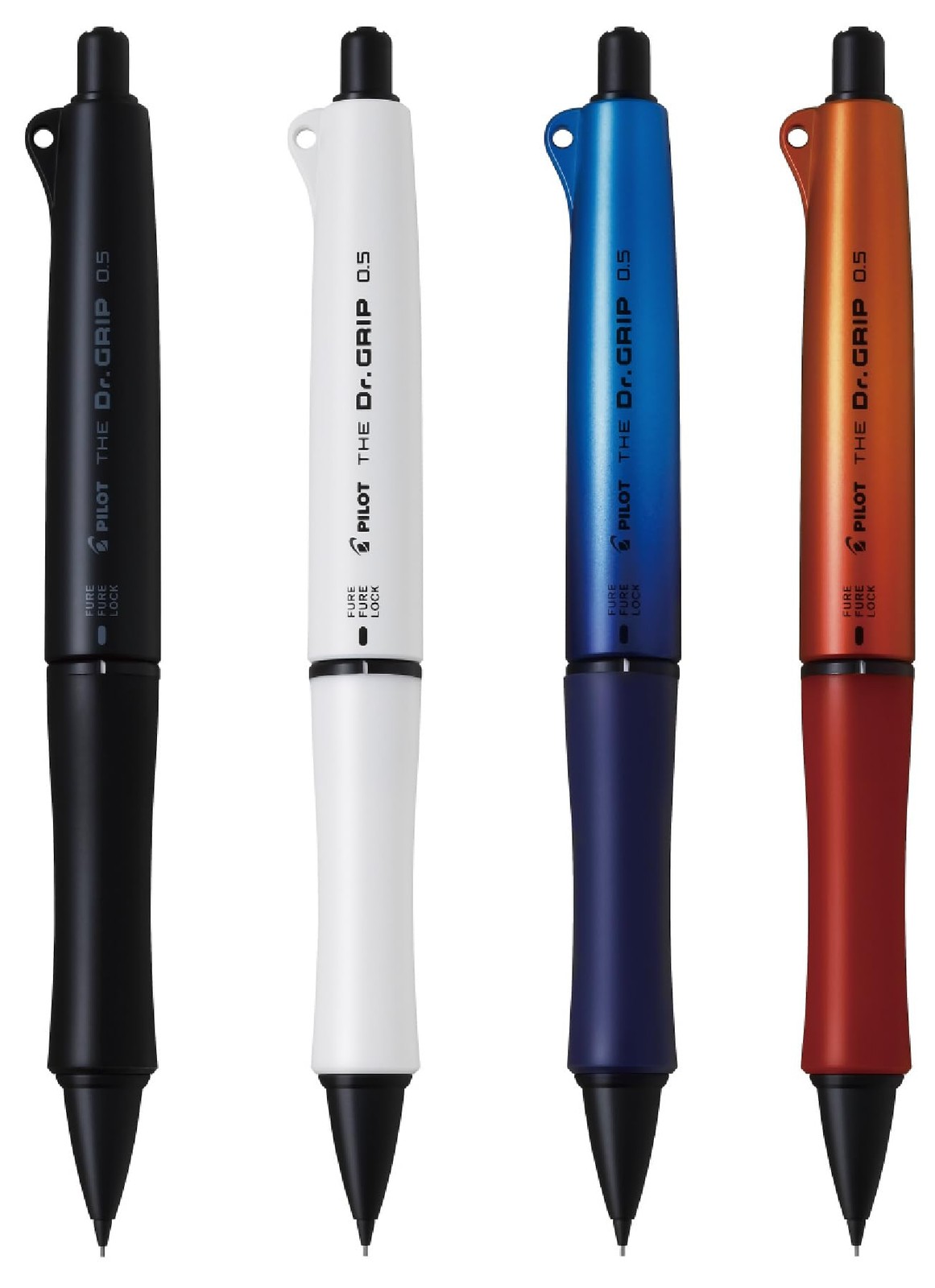 Pilot mechanical pencil THE Dr.GRIP black accent 0.5mm matte white HTDGB15MW