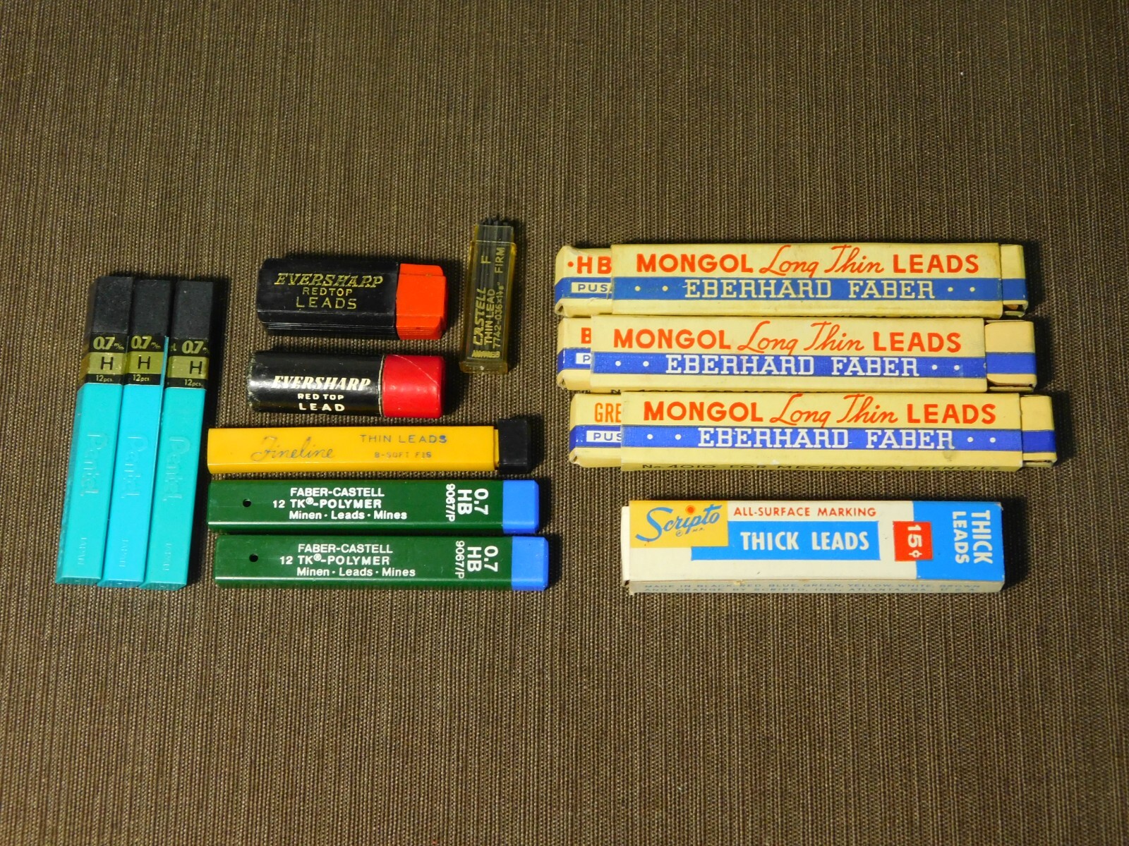 VINTAGE MECHANICAL PENCIL LEADS LOT SCRIPTO MONGOL PENTEL EVERSHARP FINELINE++