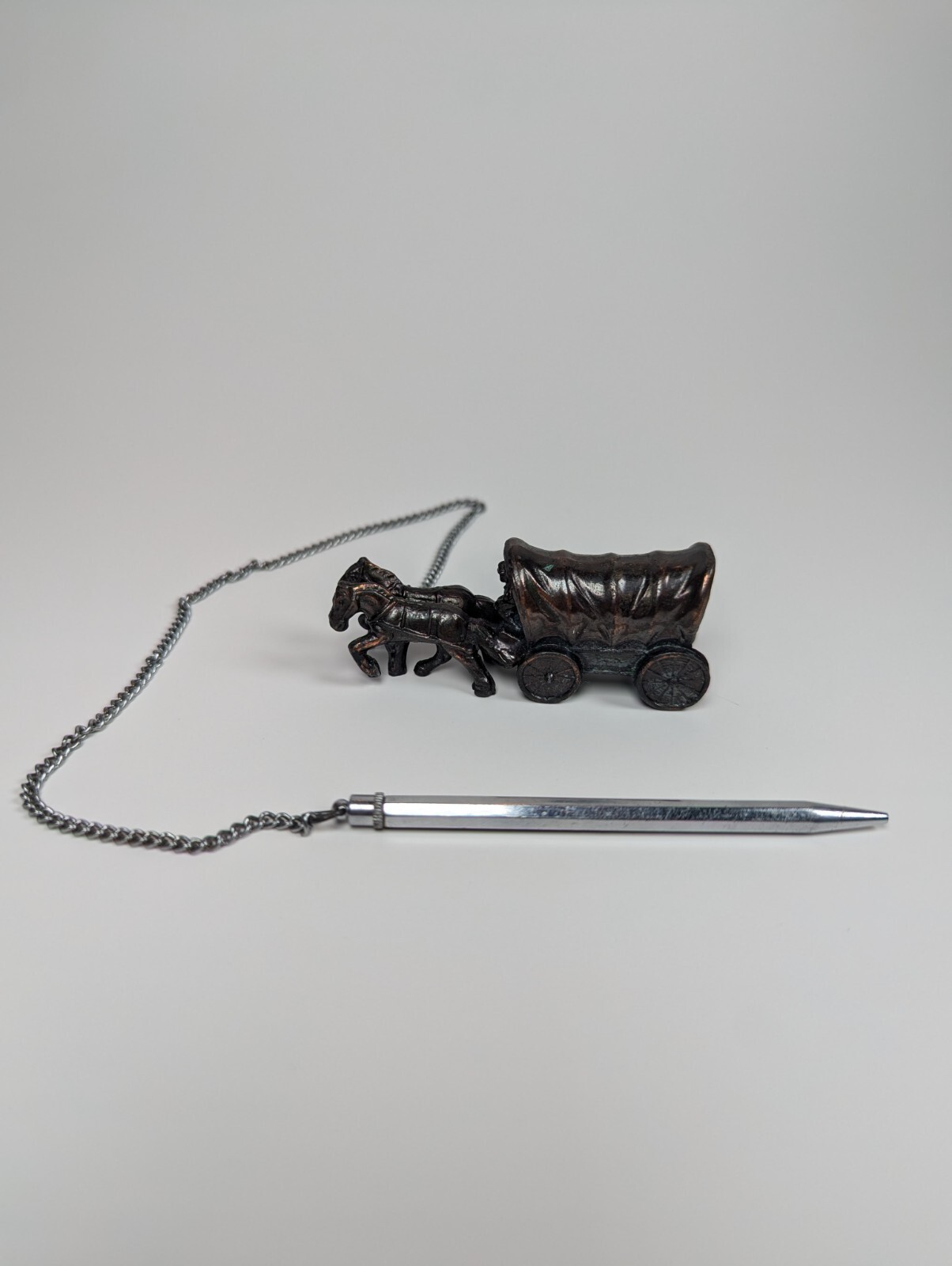 Cast Iron Horses & Wagon Vintage Twist Mechanical Pencil On Chain