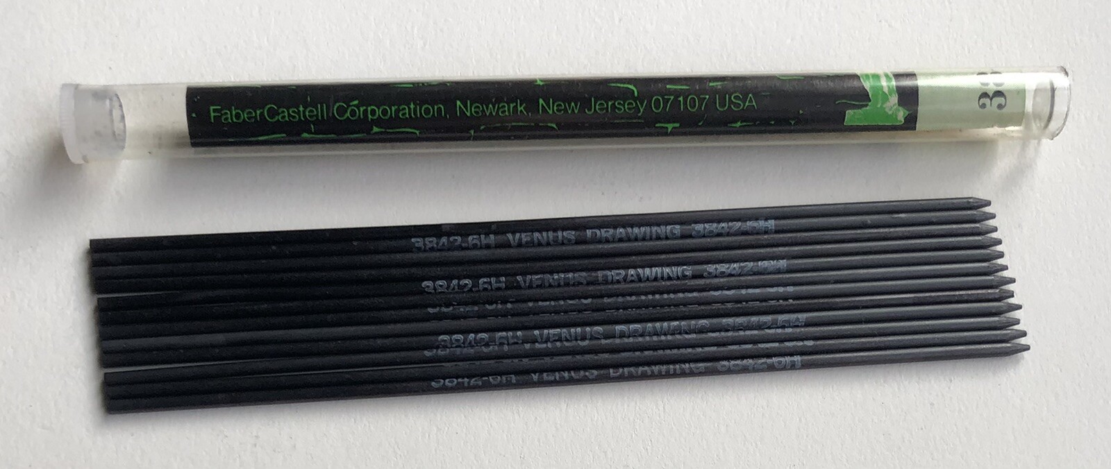 Vintage Faber Castell VENUS 3842 Drawing 2mm 6H Leads NOS Tube Of 12 NJ USA