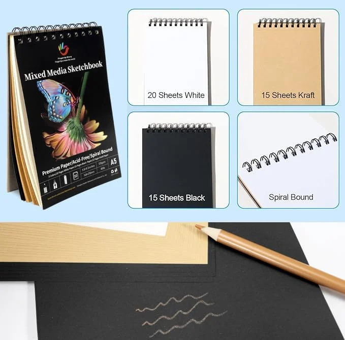 H & B 80 PCS Pro Drawing & Art Supplies Set, Sketching Kit with Watercolor, Meta