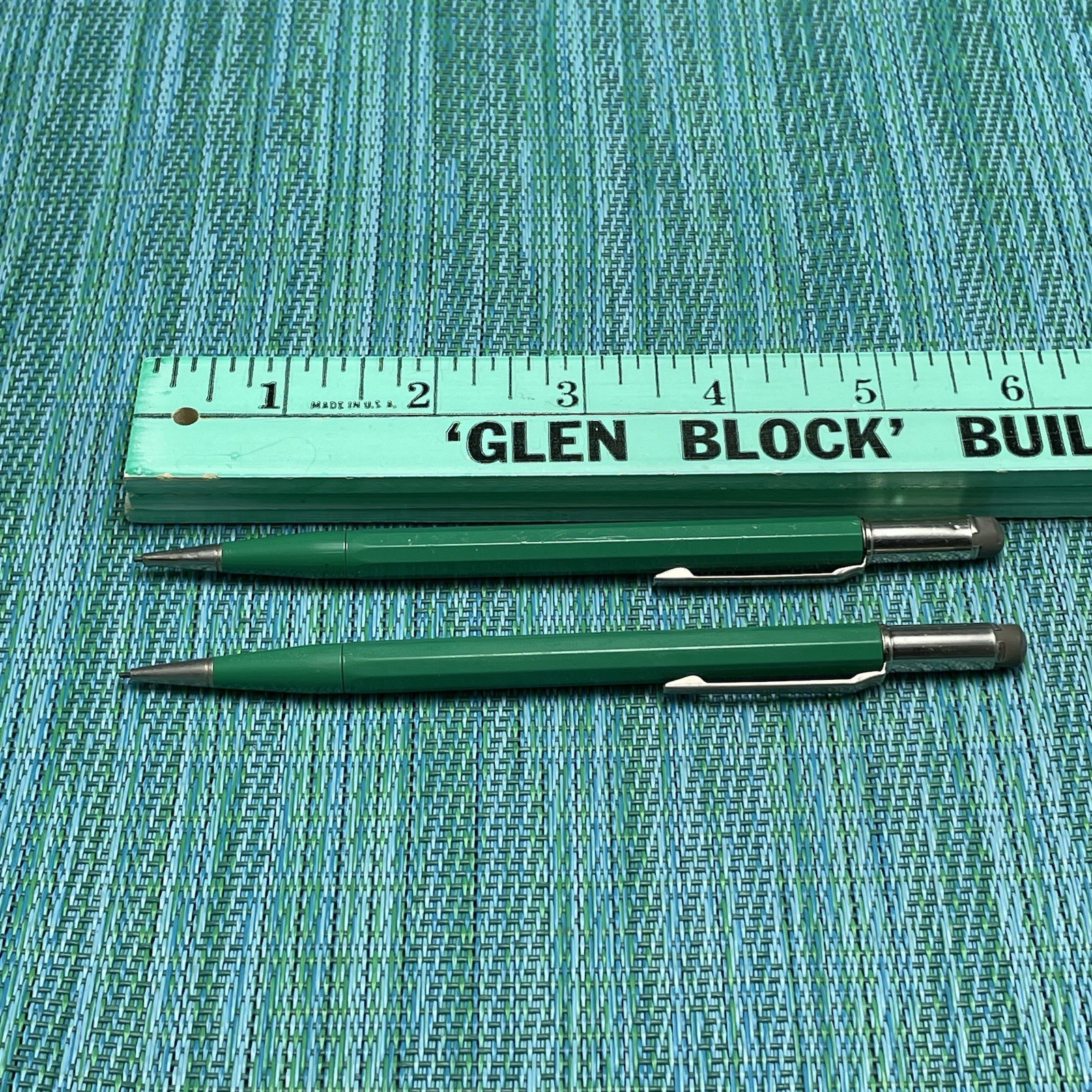 2 Autopoint Mechanical Pencils Teal Green Vintage USA