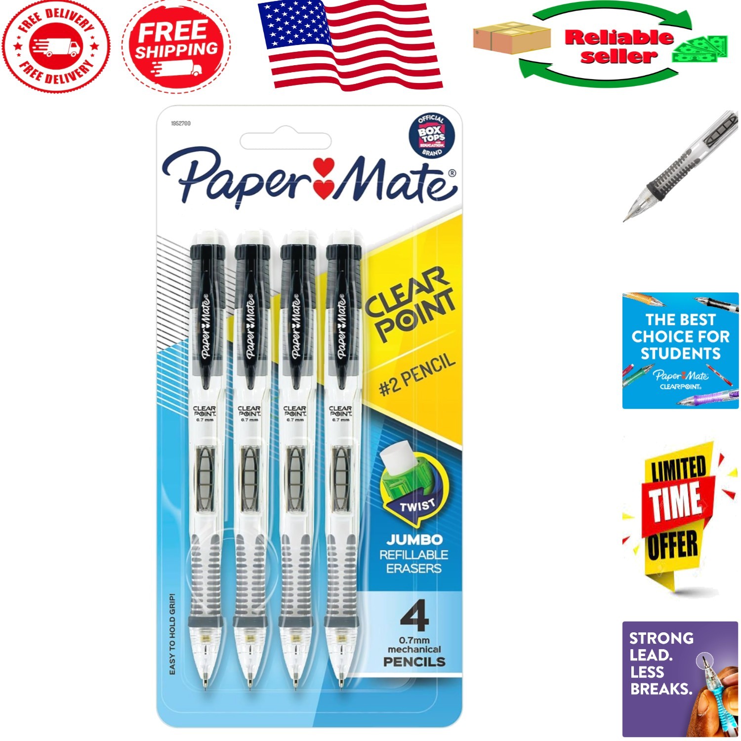 Versatile Clearpoint 0.7mm Mechanical Pencils – 4 Count for Drafting & Sketching
