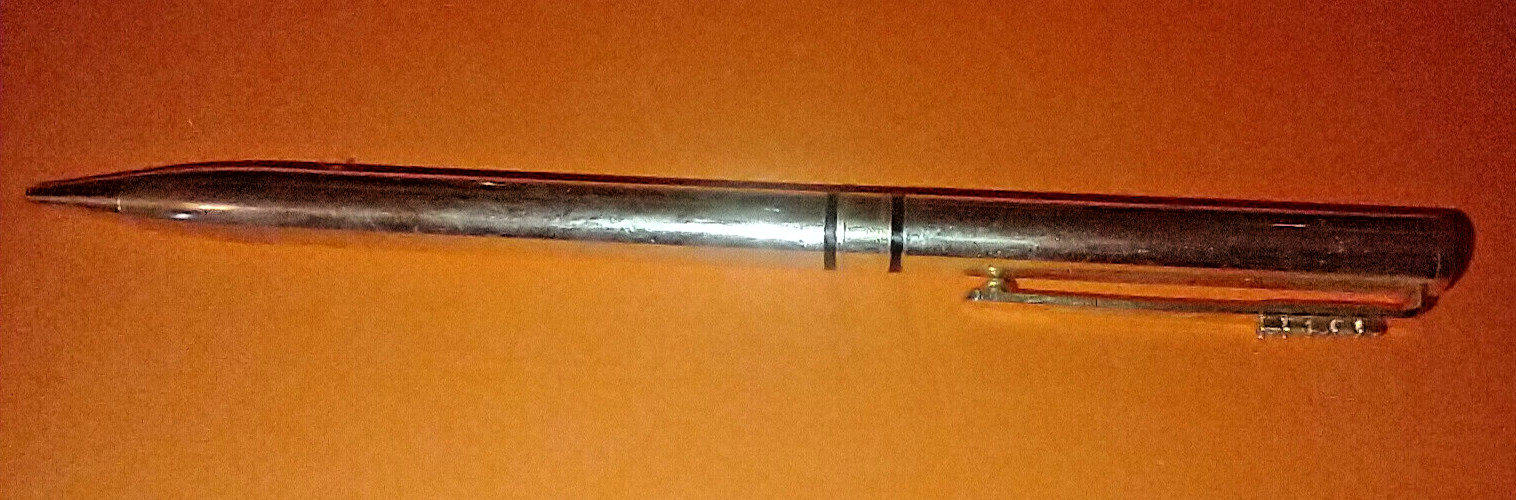 VINTAGE!! USED!! GOLD TONE FANCY FAUX DIAMOND MECHANICAL PENCIL & LIGHT PEN