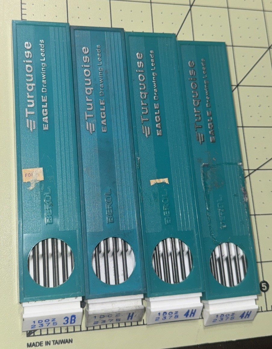 4 Berol Eagle #2375 3B, H & 4H (x2) 41 Total Leads – Turquoise Drawing Leads