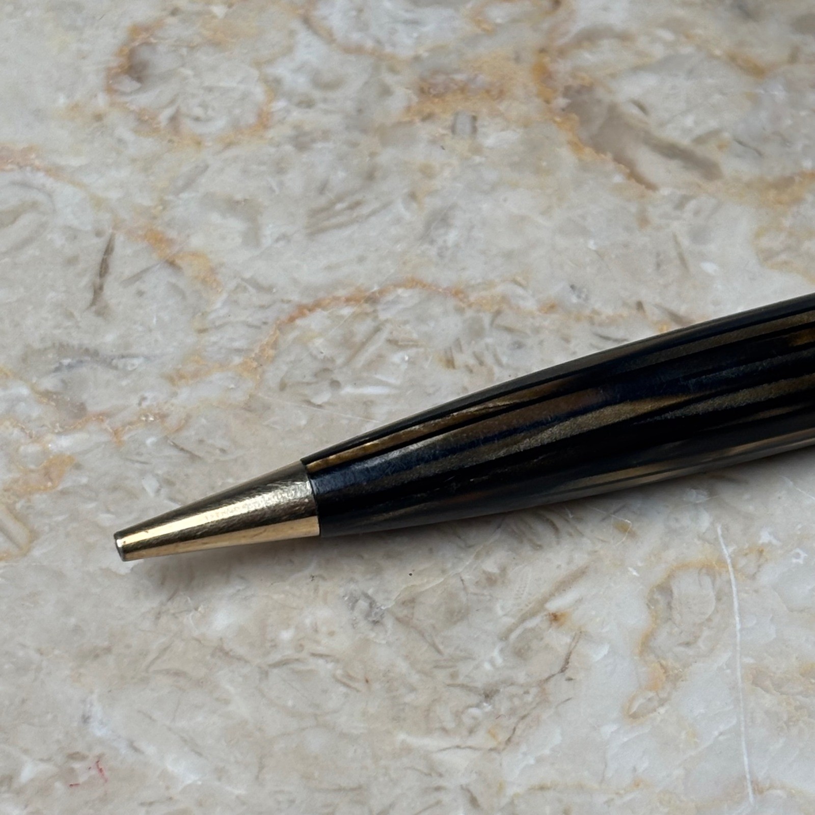 Sheaffer’s Pen Pencil Brown Striated Celluloid Gold Trim Vintage
