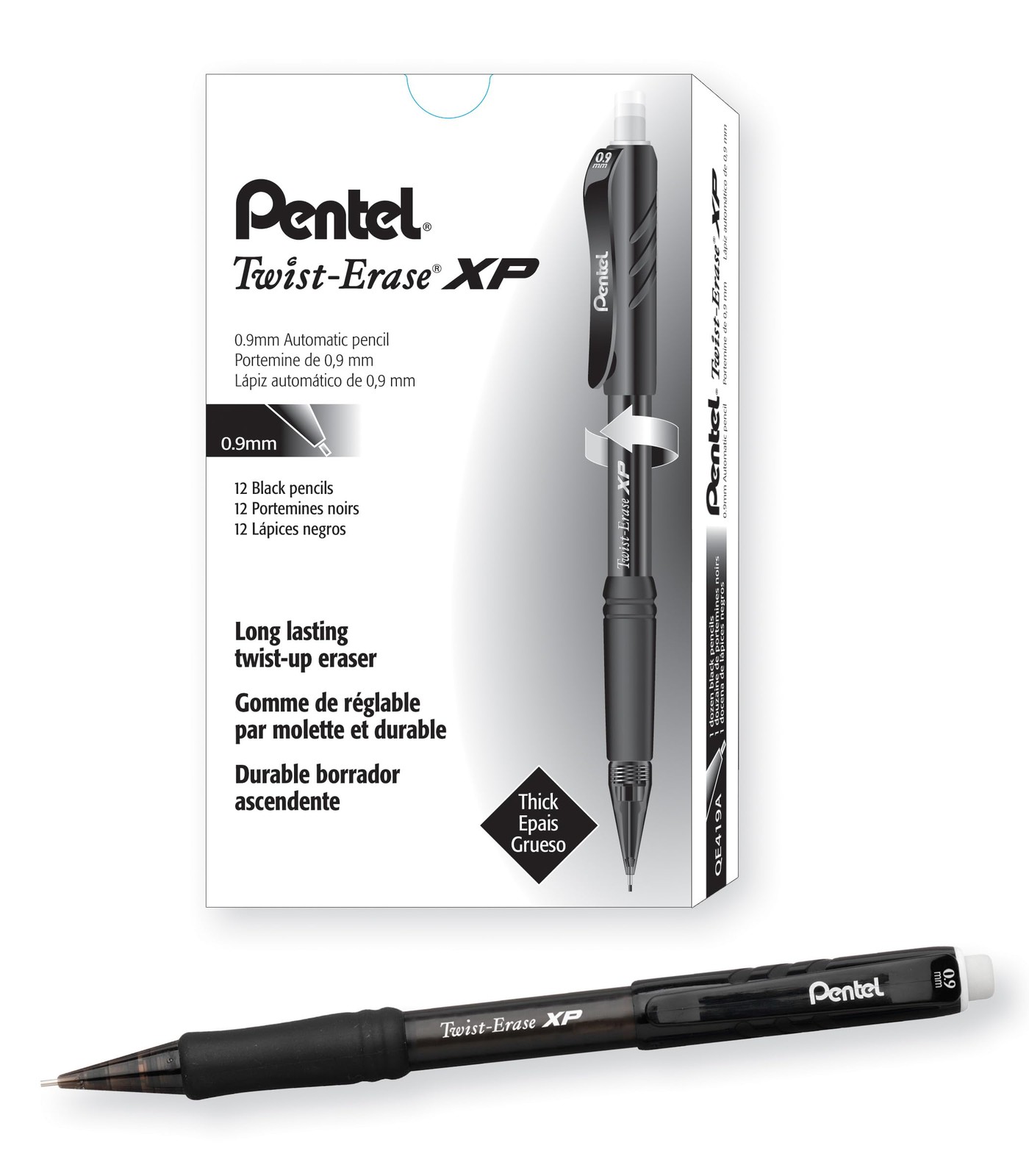 Pentel Twist Erase Express Mechanical Pencils 12 Count Black with Eraser