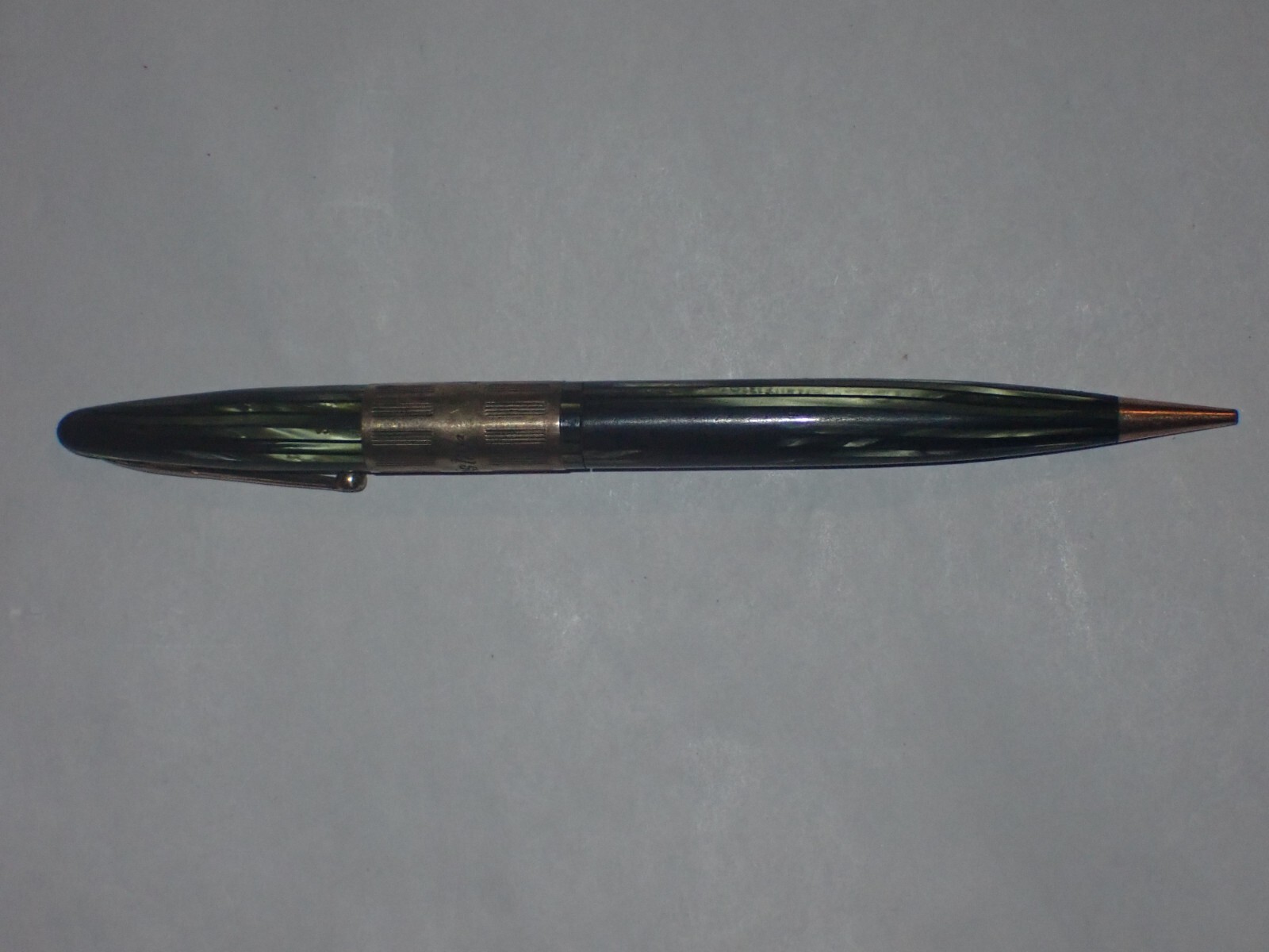 Vintage Unknown Green Celluloid Gold Mechanical Pencil Monogrammed