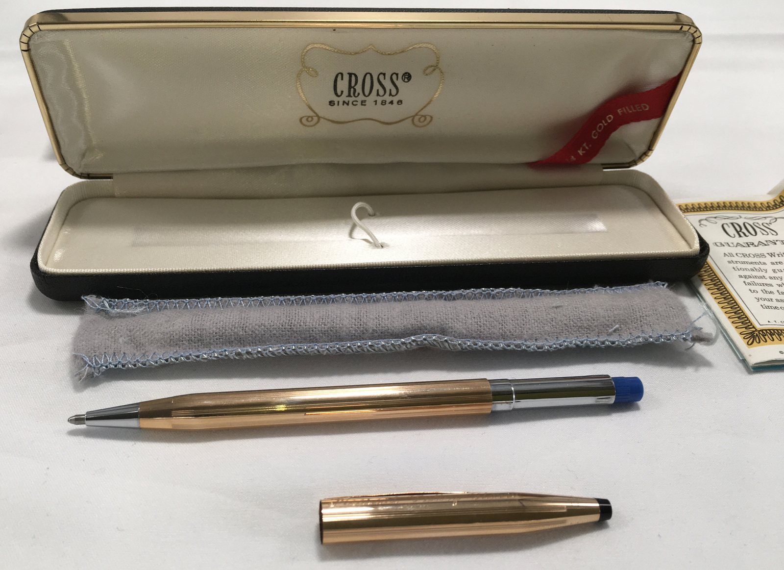 VTG UNUSED 1970’S 14K GOLD FILLED CROSS PENCIL IN ORIGINAL BOX & DUST COVER