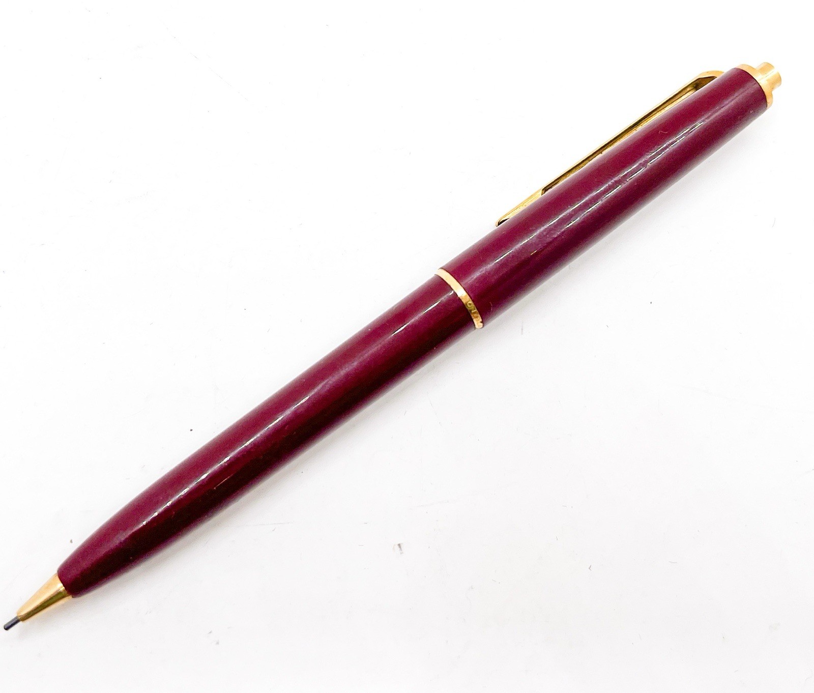 Montblanc 350 Burgundy Gold Trim Mechanical Pencil 0.9 Push Cap 0.9mm Functional