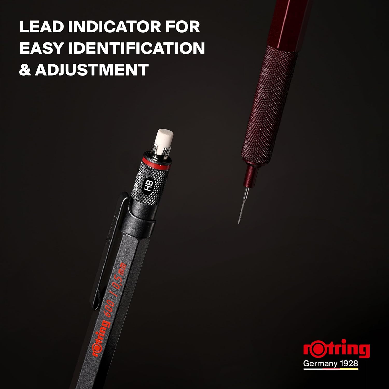 Rotring 600 Full-Metal Body 0.7Mm Mechanical Pencil, Black, for Precise Ruler-Ba