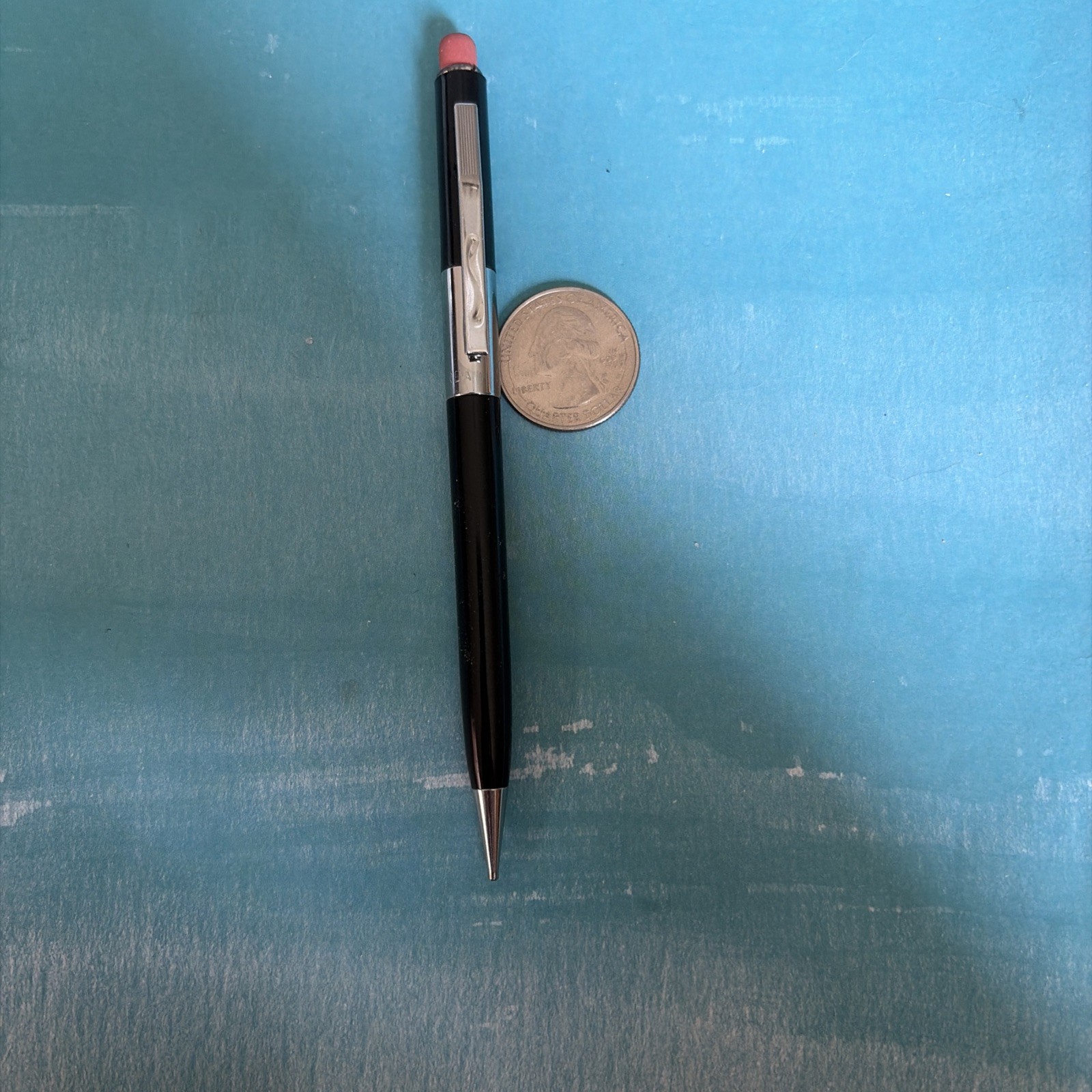 Vintage SCRIPTO Mechanical Pencil Korea Black w Chrome 1970’s Twist