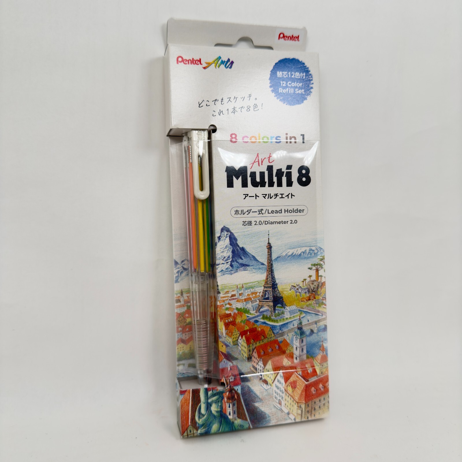 Pentel art multi8 Built-in 8 color leads + 12 color refills + lead sharpener