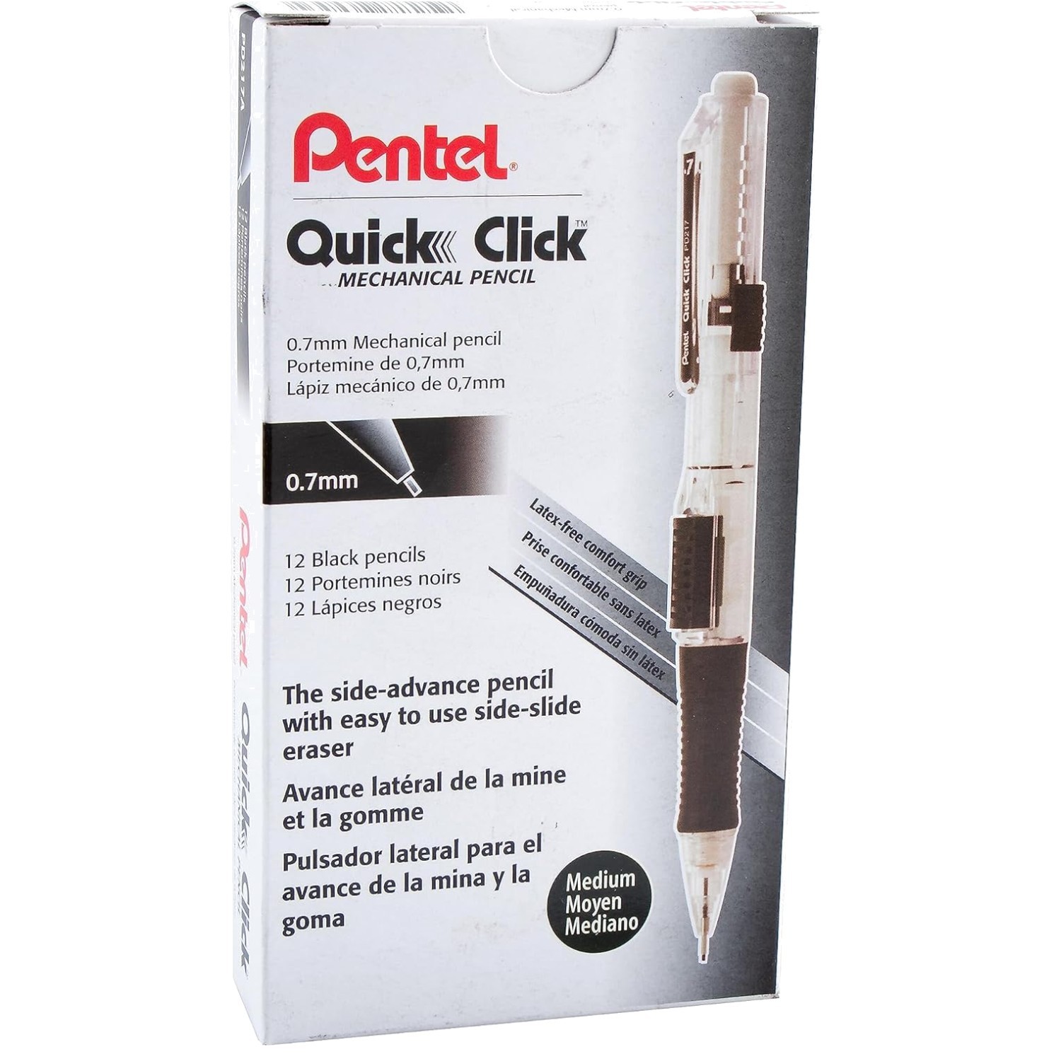 Side-Advance Mechanical Pencil, 0.7mm, Medium Lead, 12 Count