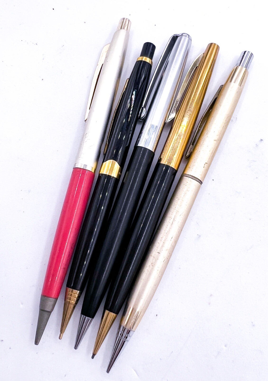 Vintage 5pcs mechanical pencil Platinum Newman Full Functional One Gold Filled