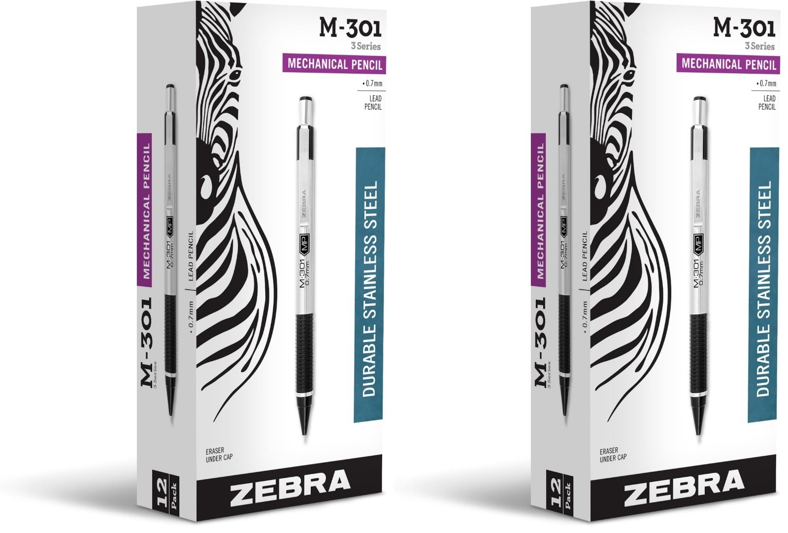 Stainless Steel Mechanical Pencils 0.7mm Medium Point, Black Grip, 24-Pack