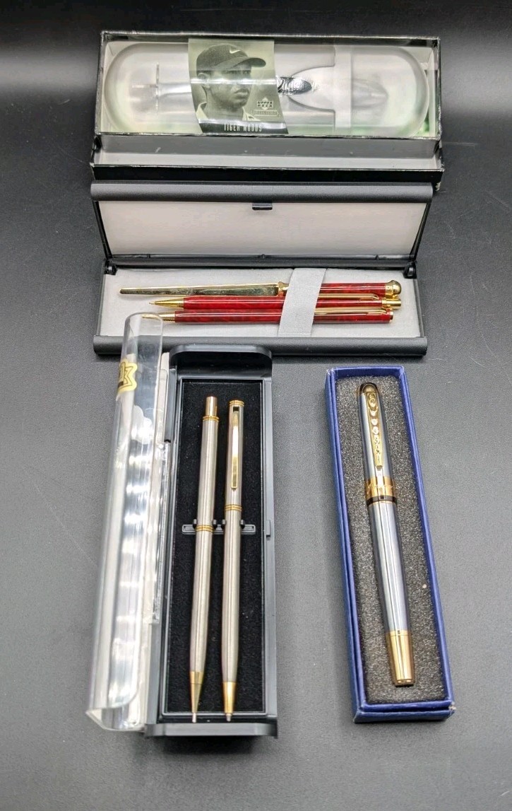 VTG LOT Misc Ballpoint Pens, Mechanical Pencils Sets (1 Letter Opener), Fountain