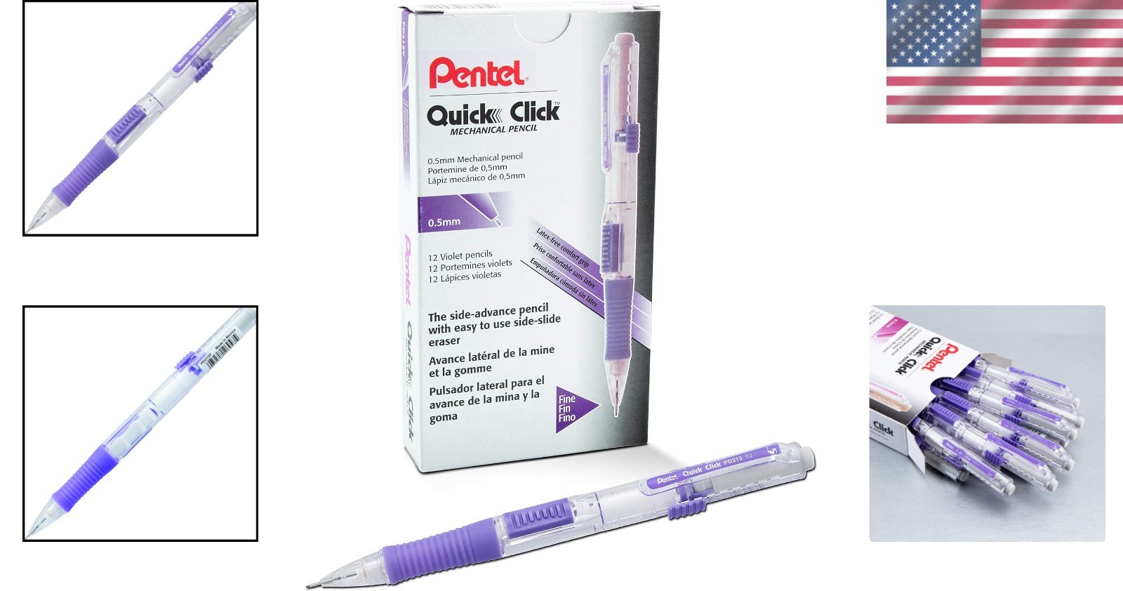 Quick Click Mechanical Pencil Set – 0.5mm – 12 Pack – Violet