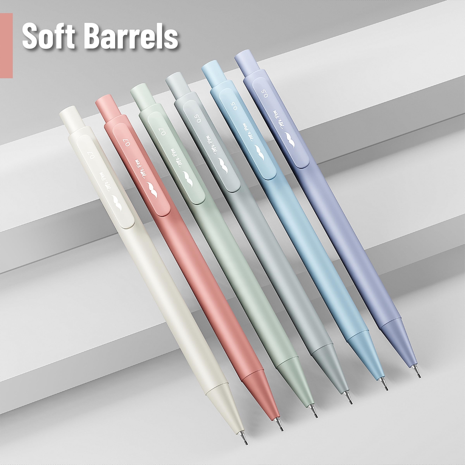6 Pack Mechanical Pencil Set with Lead Refills & Erasers 2 Sizes, 0.5 & 0.7mm