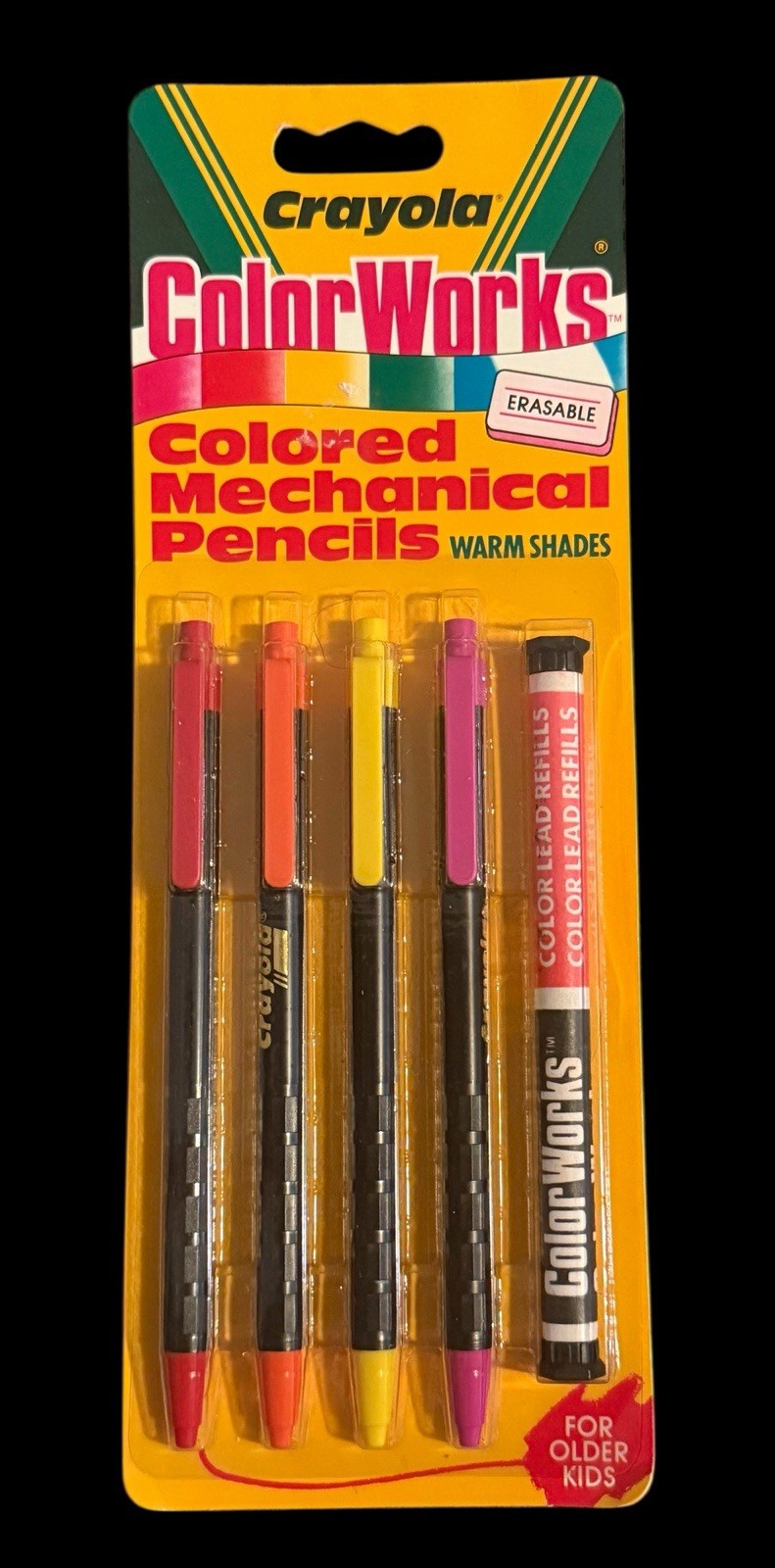 NOS Vintage 1988 Crayola Color Works Warm Shade Erasable Mechanical Lead Pencils