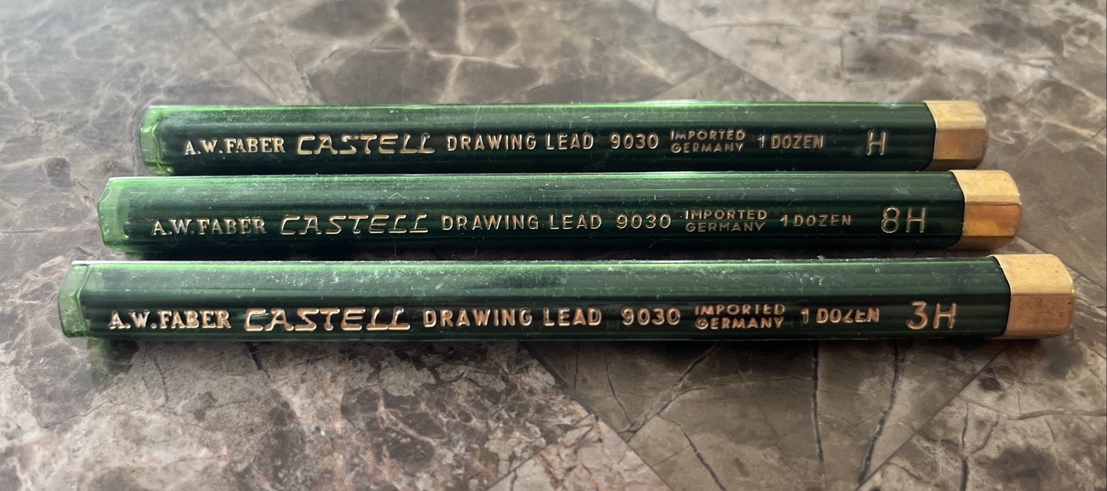 (3) A.W. Faber Castell Mechanical Pencil Drawing Lead 9030 (H, 8H, 3H) Germany