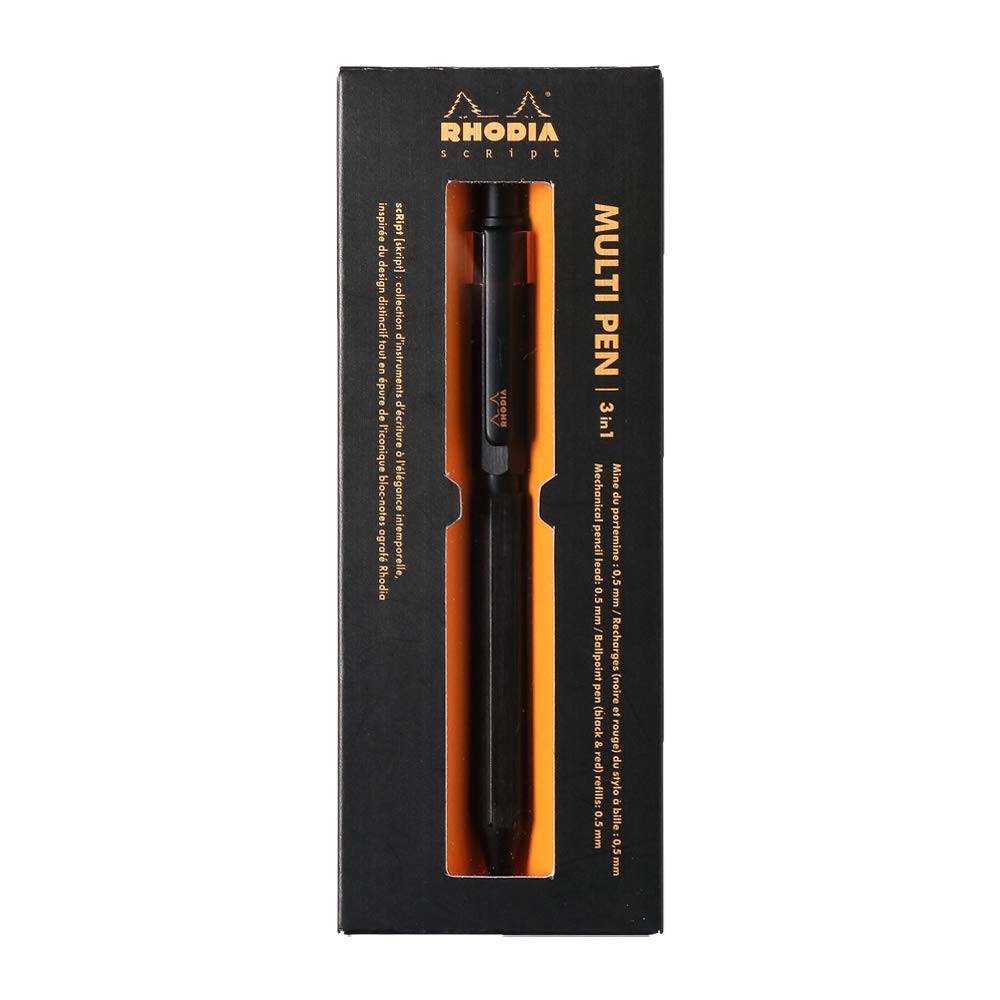 RHODIA 9342C – 3 in 1 scRipt Multipen 2 Ballpoint Pens 0.5 mm Black & Red + 1…