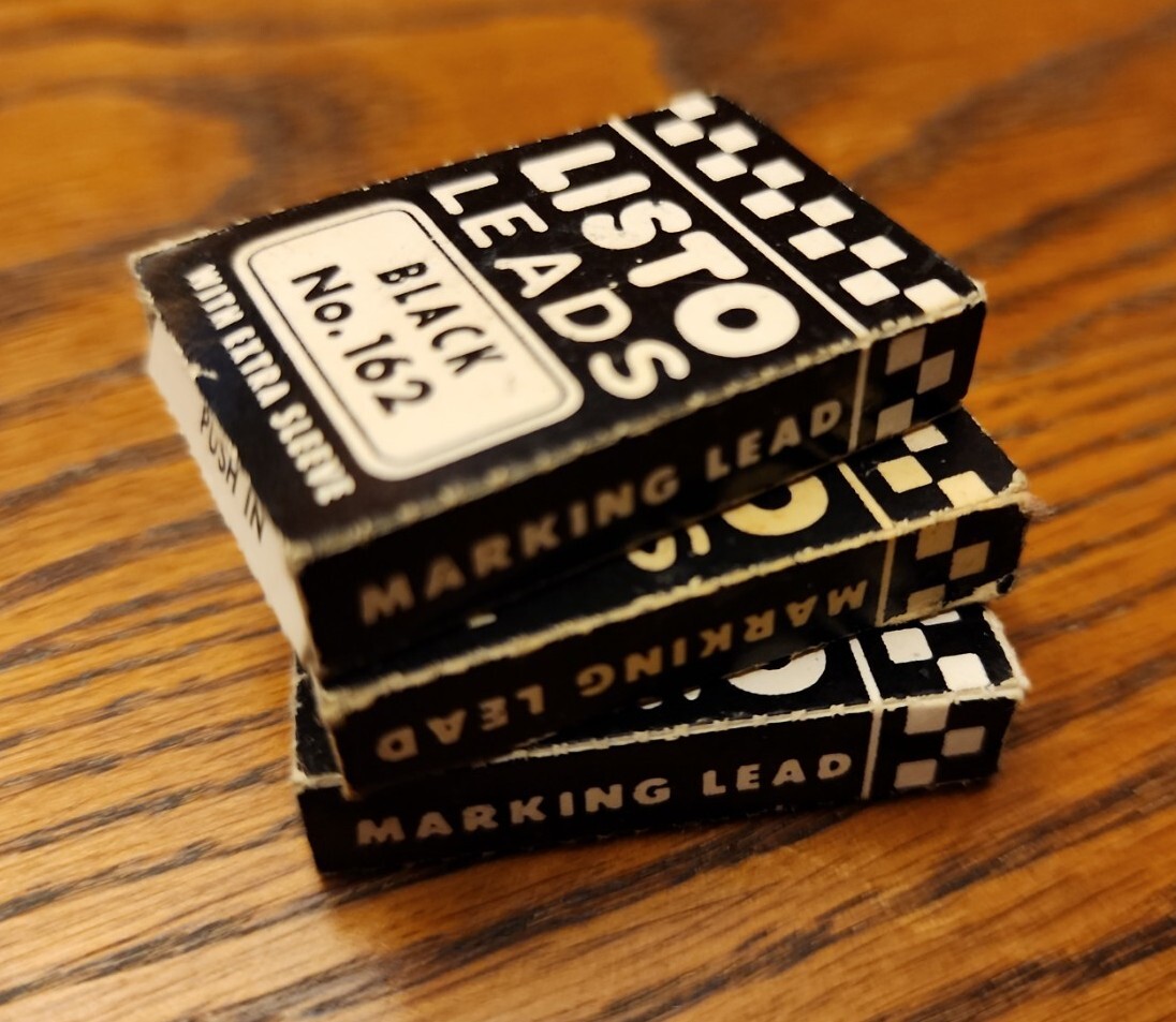 Vintage LISTO Pencil Corporation 4mm Black No. 162 Marking Lead 3 Packages NOS